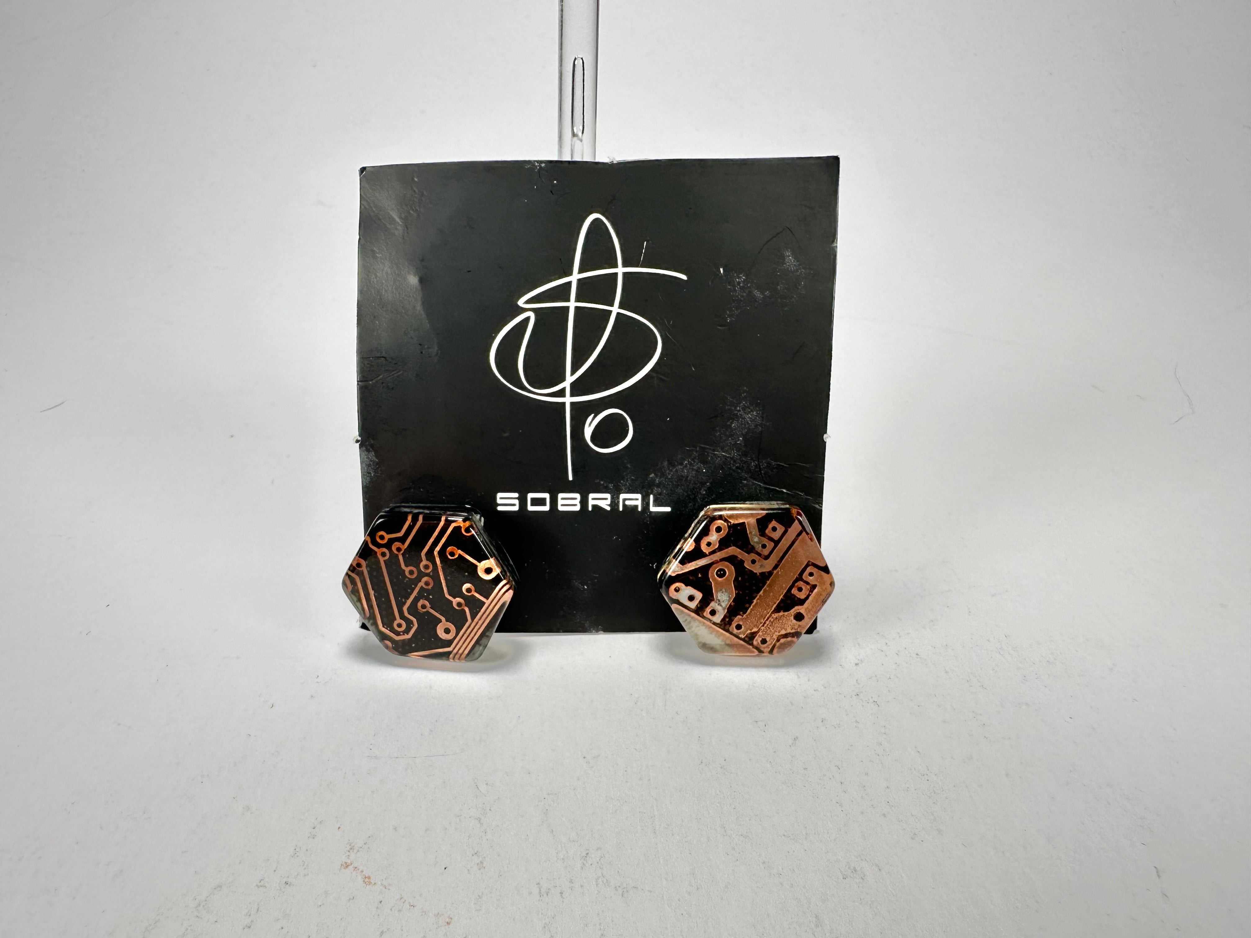 Jackie Brazil "Ming" Flash Digital Hexagon Resin Earrings ( E3214 )