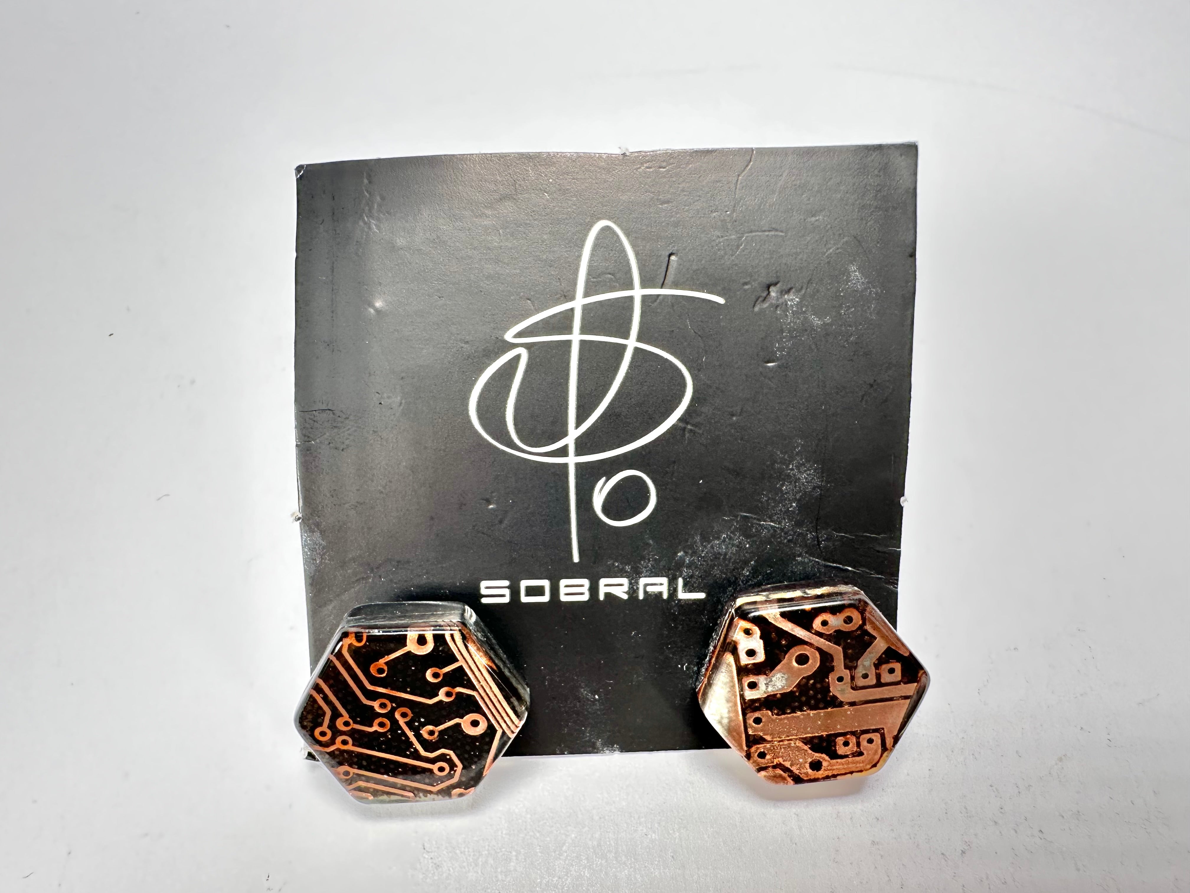 Jackie Brazil "Ming" Flash Digital Hexagon Resin Earrings ( E3214 )