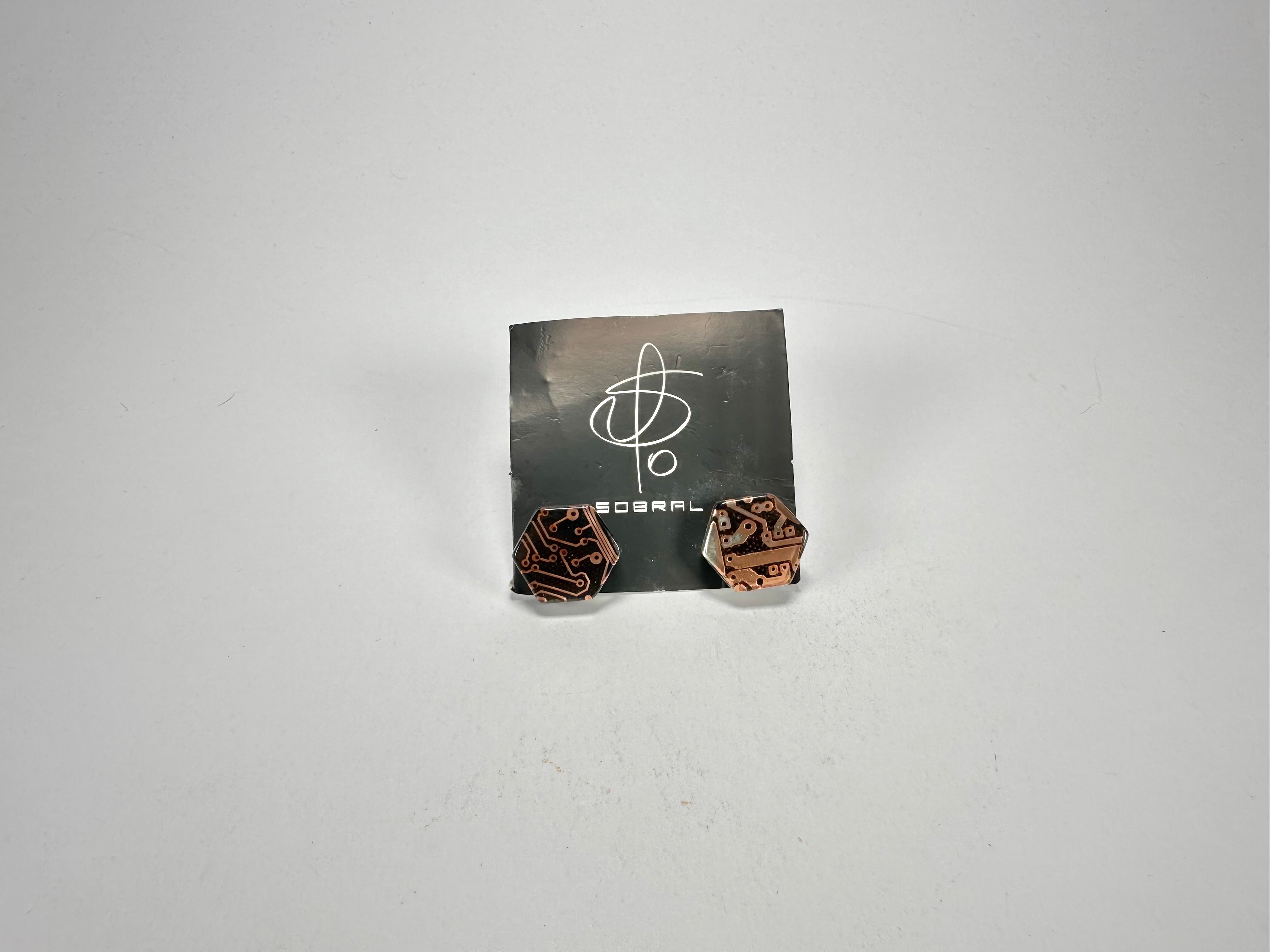 Jackie Brazil "Ming" Flash Digital Hexagon Resin Earrings ( E3214 )