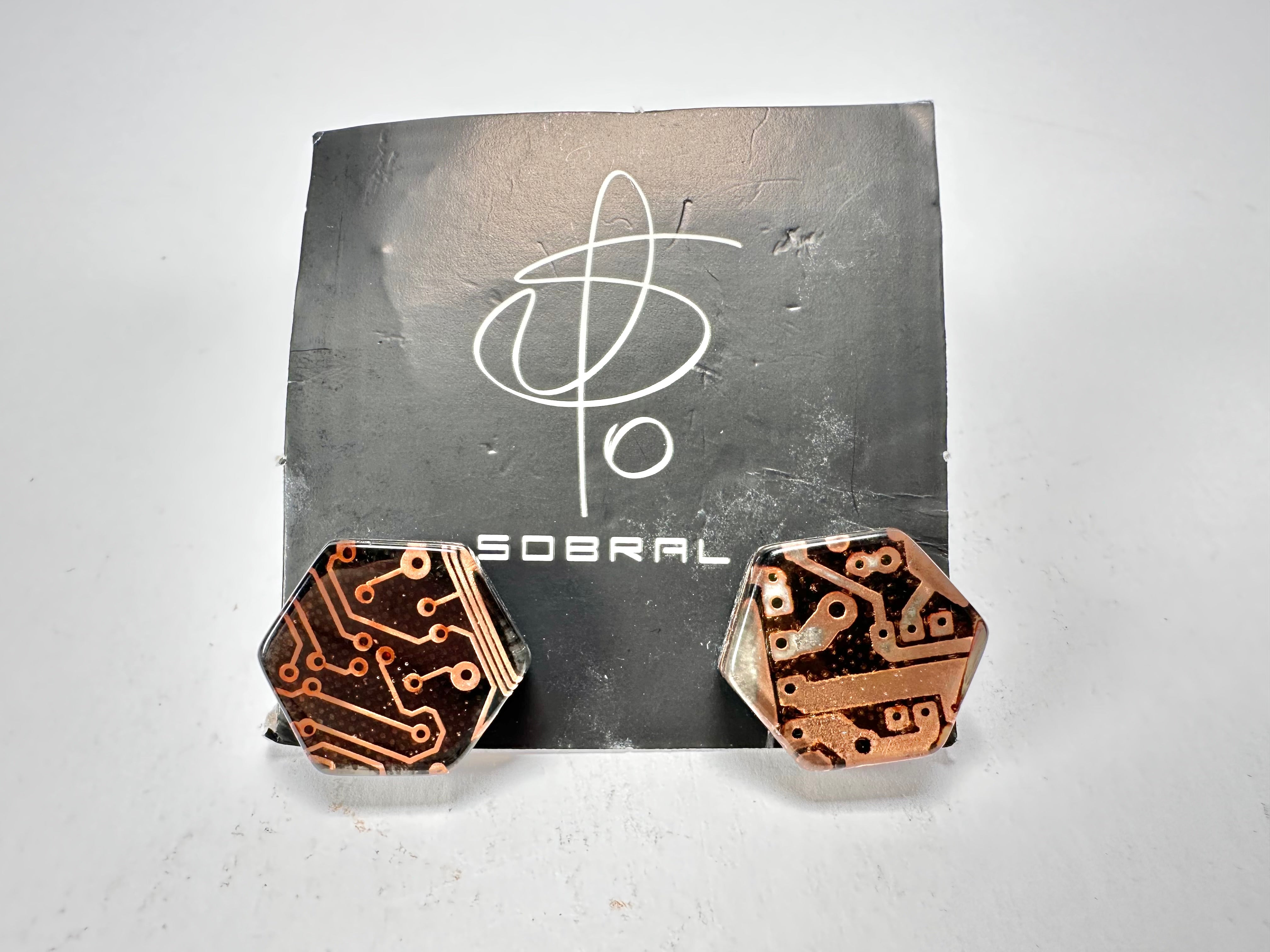 Jackie Brazil "Ming" Flash Digital Hexagon Resin Earrings ( E3214 )