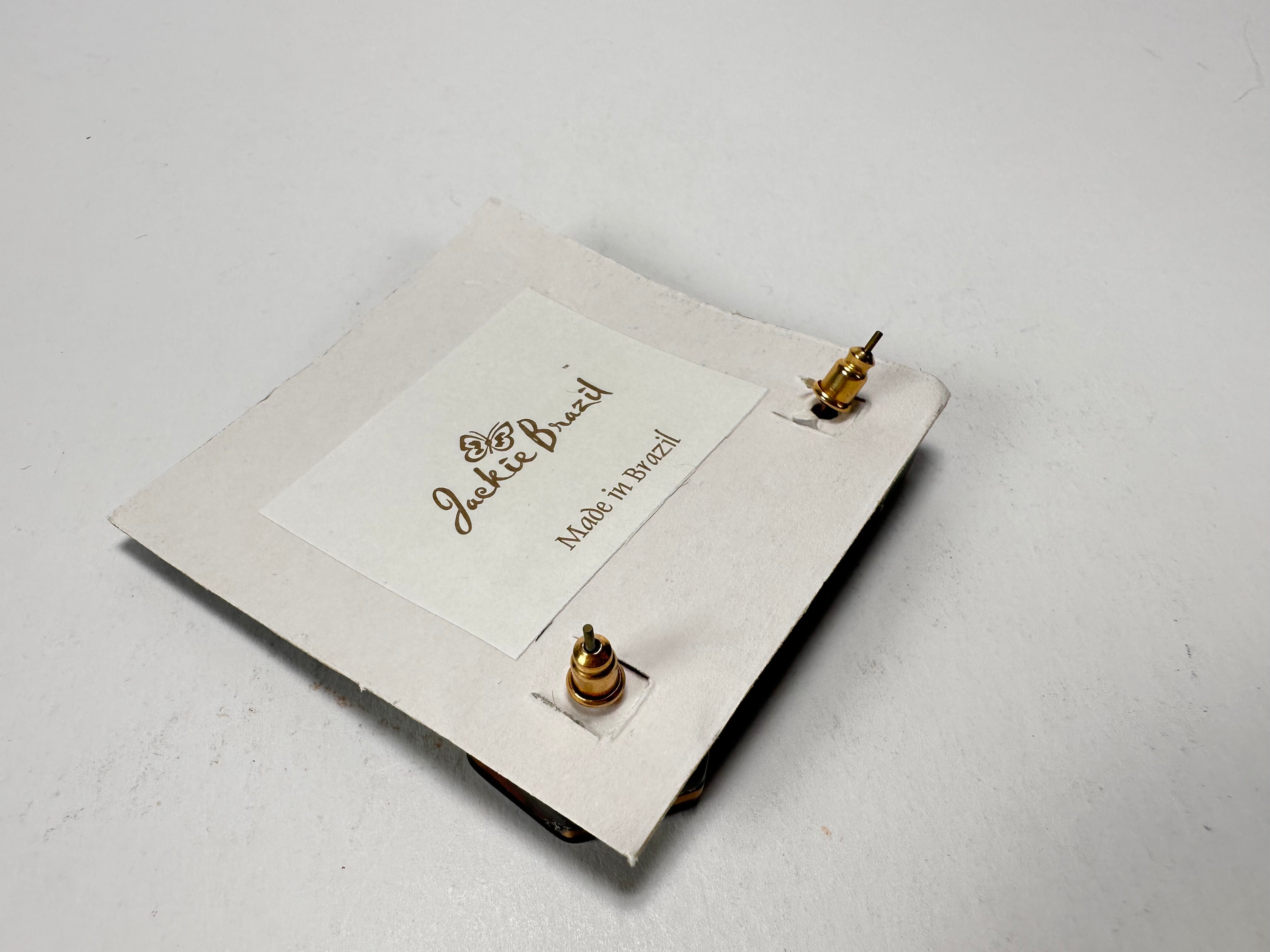 Jackie Brazil "Ming" Flash Digital Hexagon Resin Earrings ( E3214 )