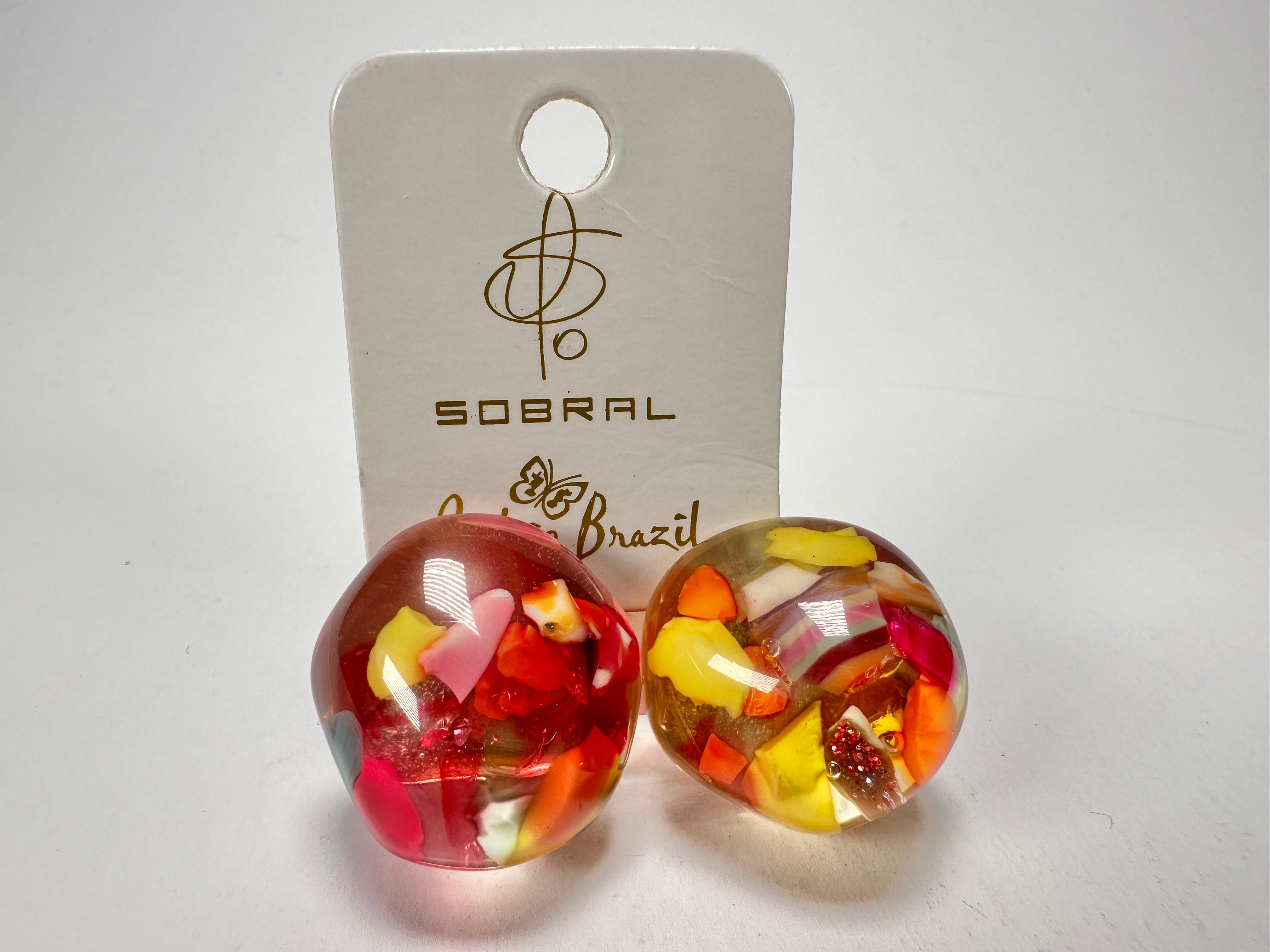 Jackie Brazil "Moda" Cascade  Abstract Clip On Resin Earrings ( E2962 )