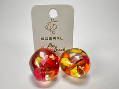 Jackie Brazil "Moda" Cascade  Abstract Clip On Resin Earrings ( E2962 )
