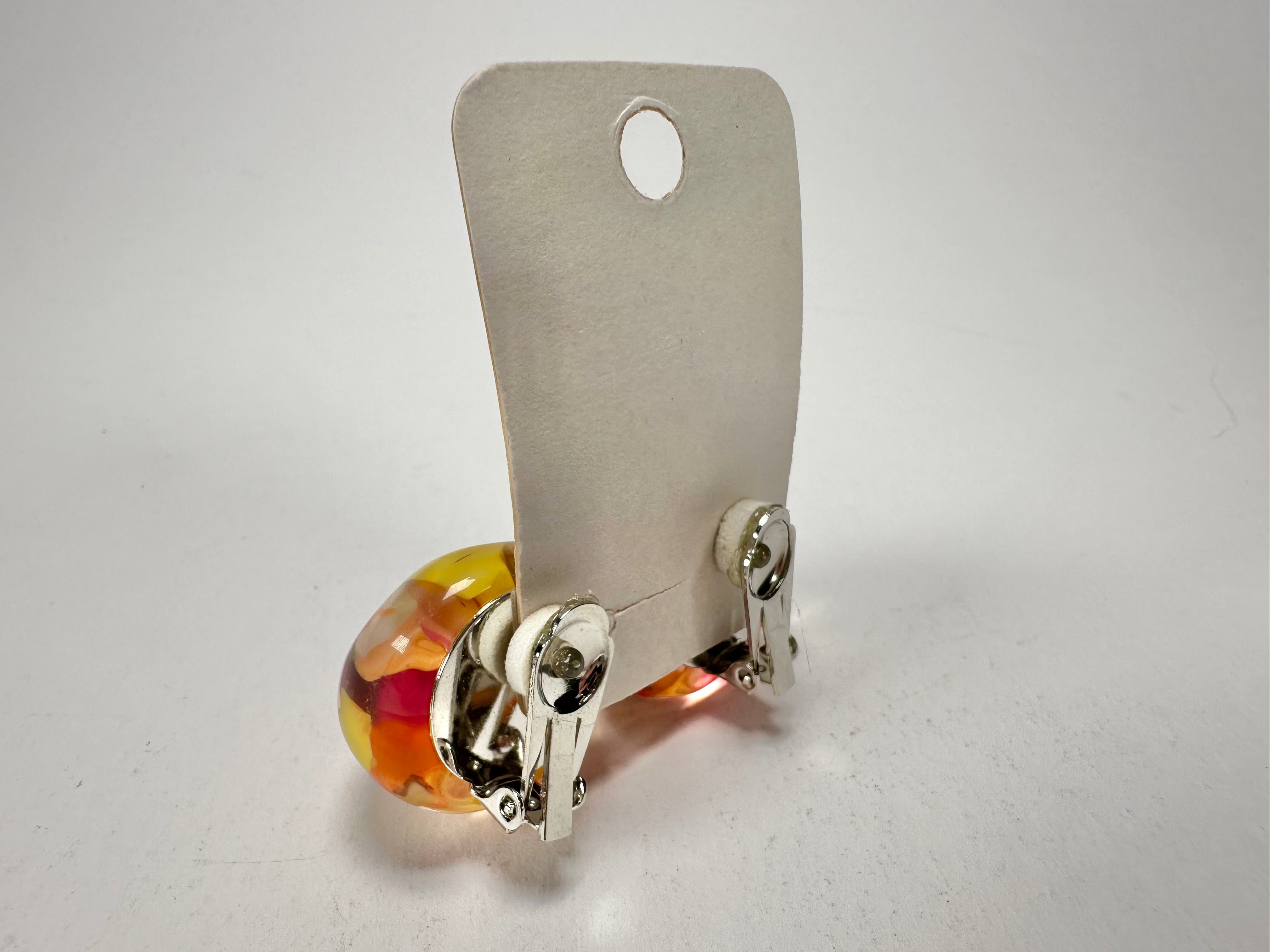 Jackie Brazil "Moda" Cascade  Abstract Clip On Resin Earrings ( E2962 )