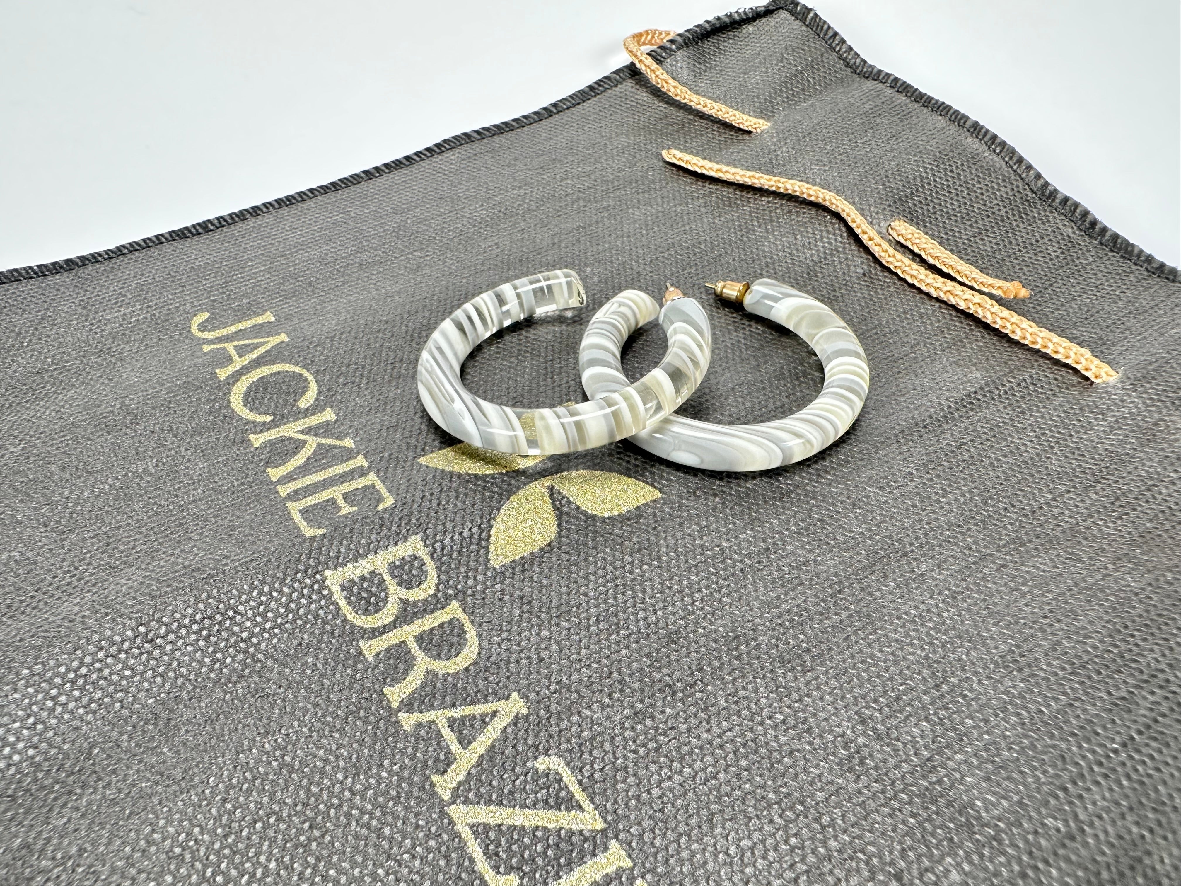 Jackie Brazil "Hoops" Liquorice Spring Cream Mix Resin Earrings ( E2215 )