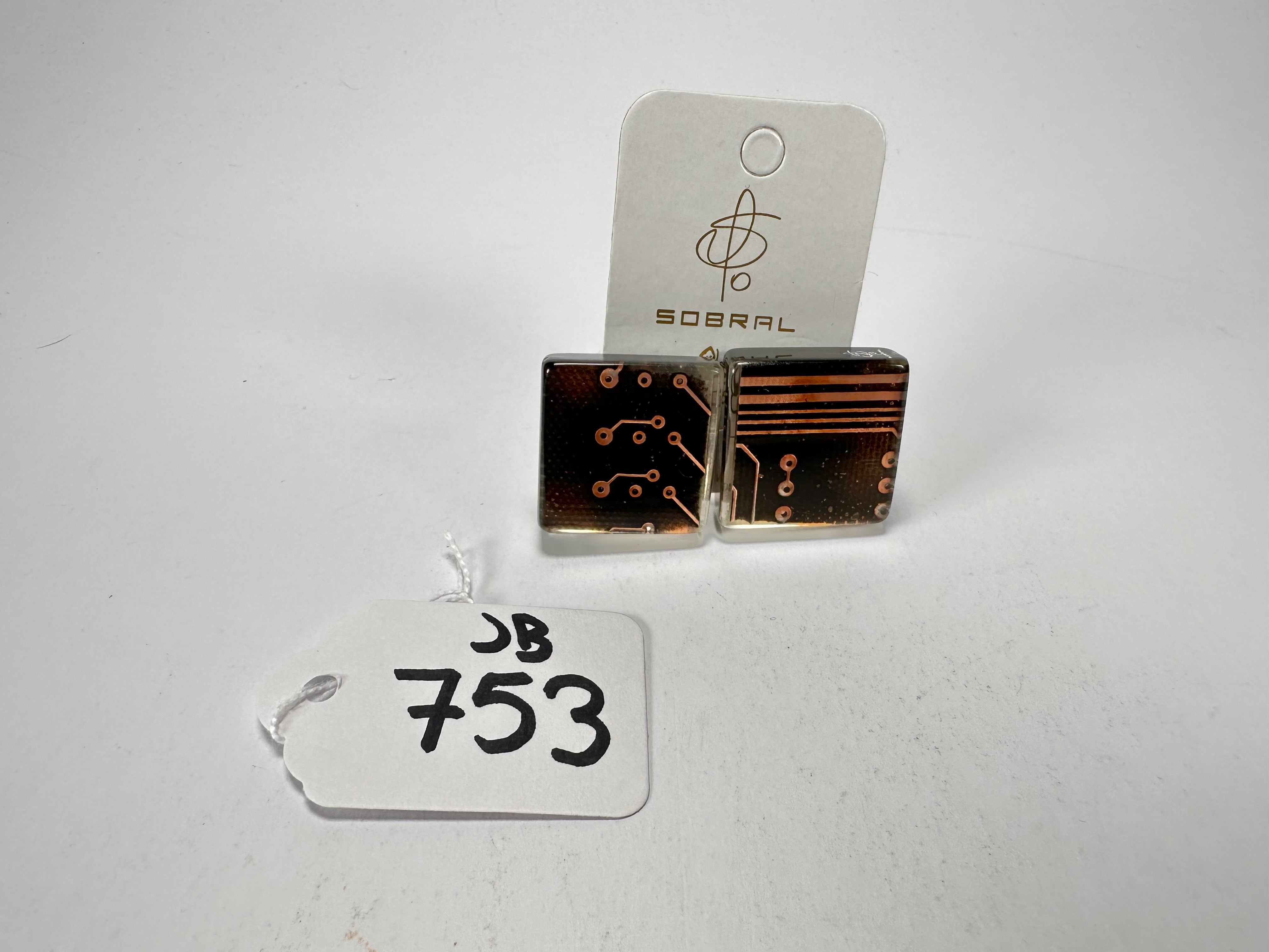 Jackie Brazil "Dale" Flash Digital Square Clip On Resin Earrings ( E3217 )