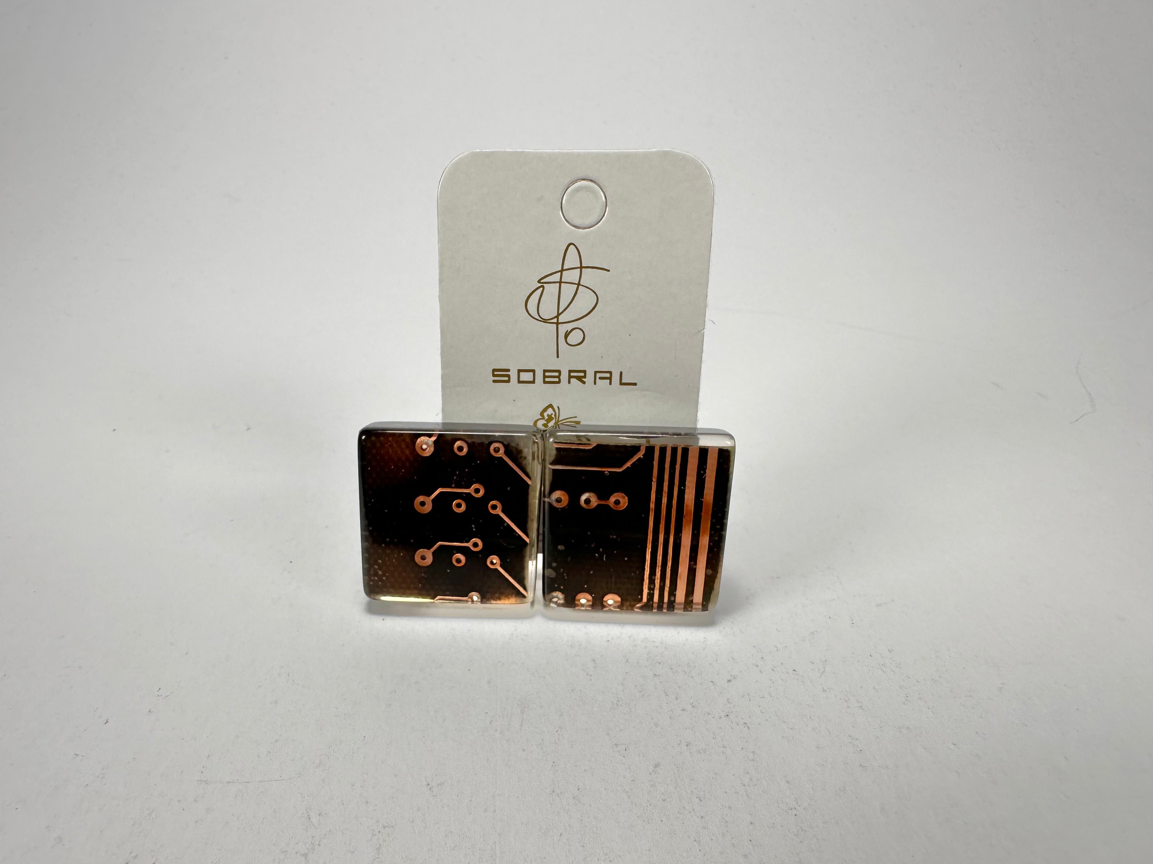 Jackie Brazil "Dale" Flash Digital Square Clip On Resin Earrings ( E3217 )