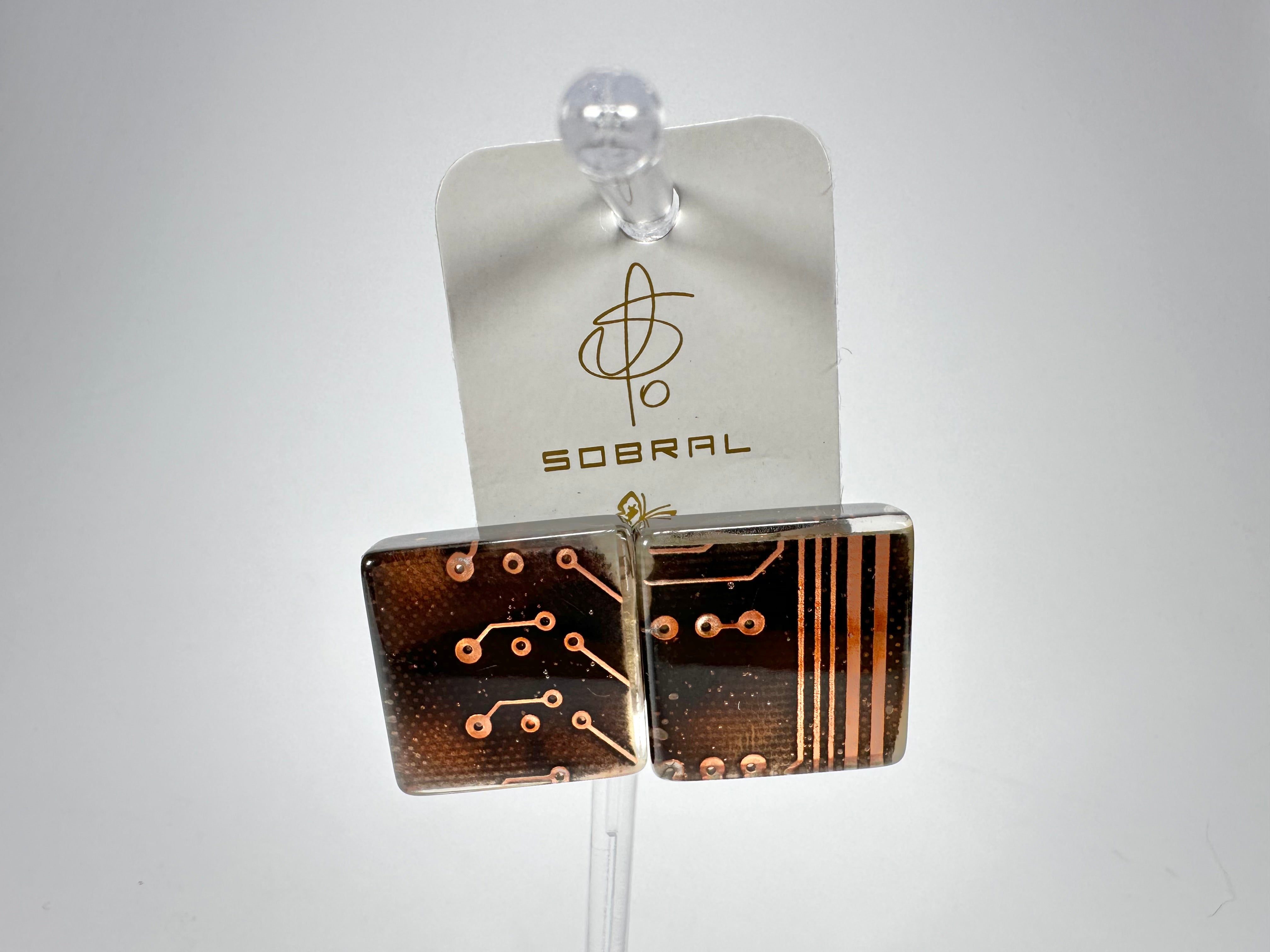 Jackie Brazil "Dale" Flash Digital Square Clip On Resin Earrings ( E3217 )