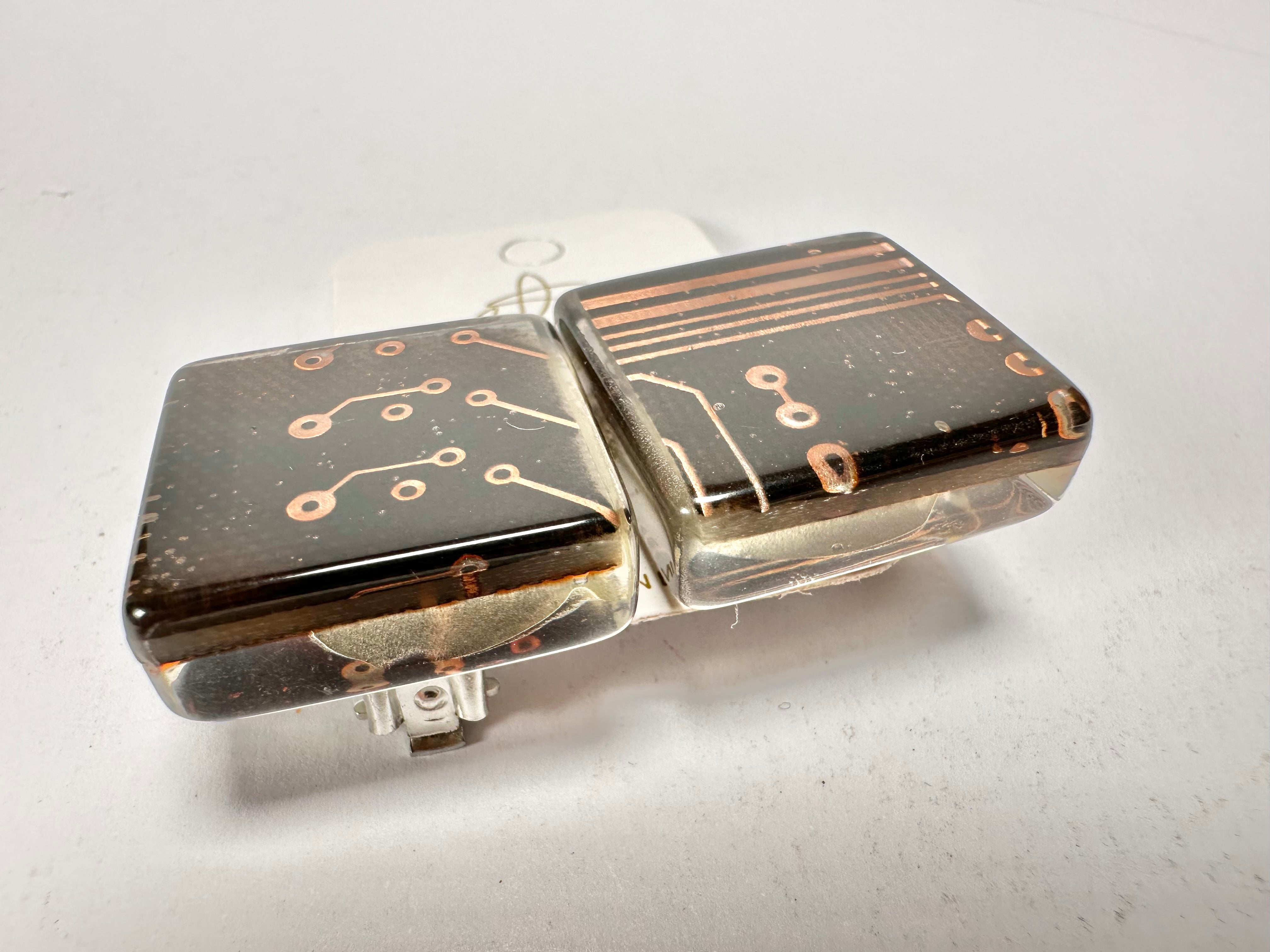 Jackie Brazil "Dale" Flash Digital Square Clip On Resin Earrings ( E3217 )