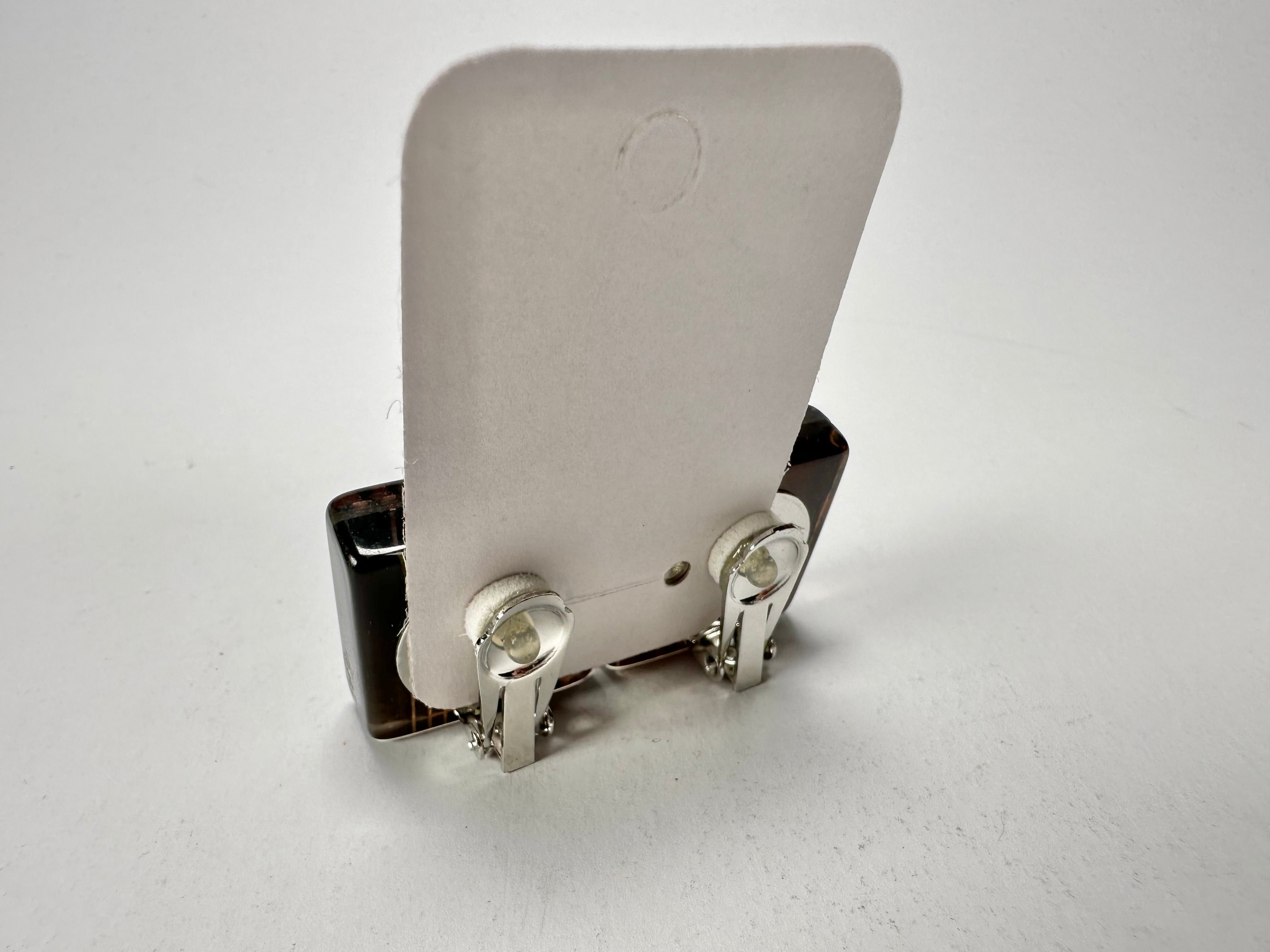Jackie Brazil "Dale" Flash Digital Square Clip On Resin Earrings ( E3217 )