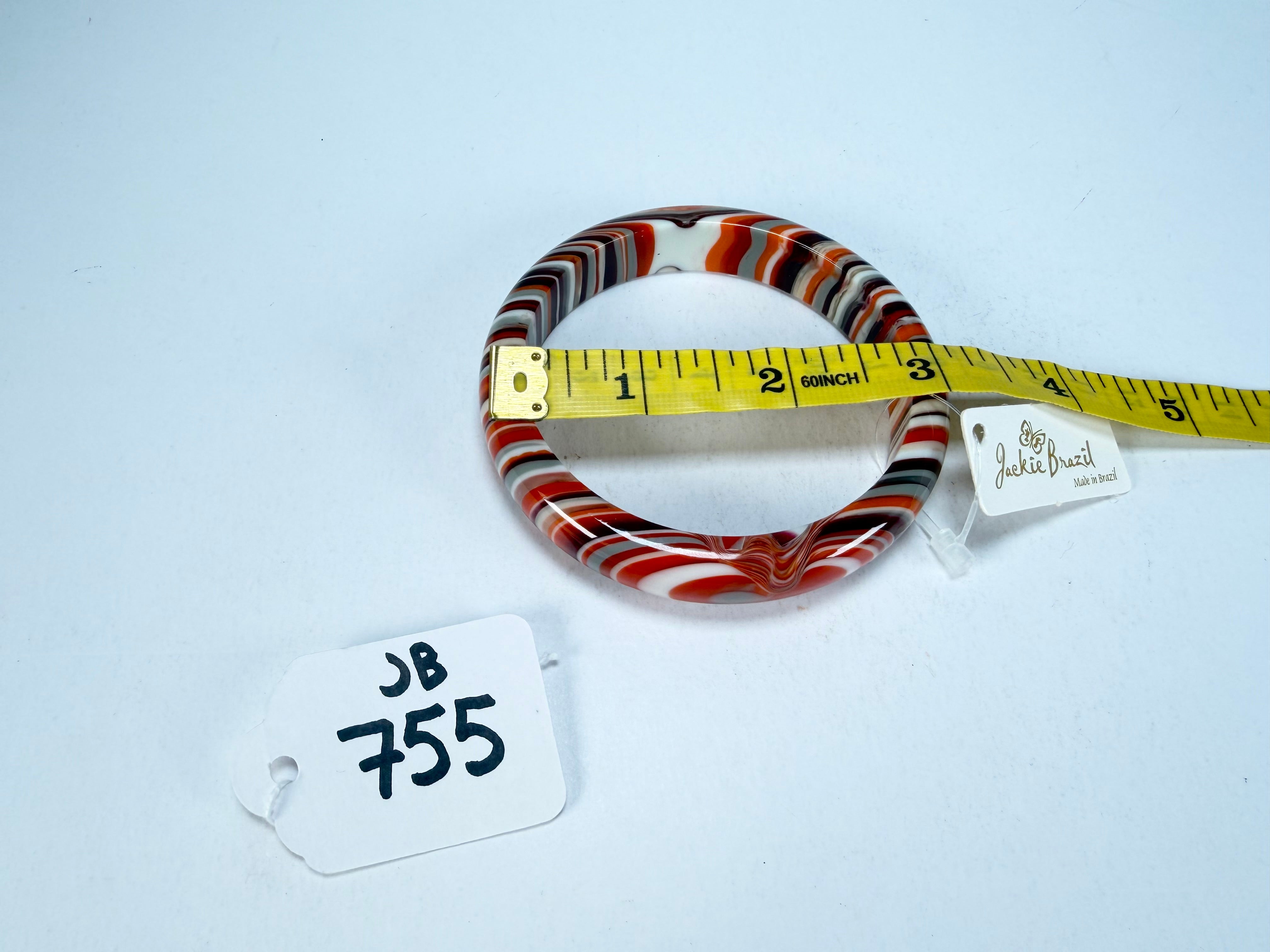 Jackie Brazil "Thin Cat Eye" Liquorice Allsorts with Cat Eye Orange Mix 1.3cm Resin Bangle ( B1151 )
