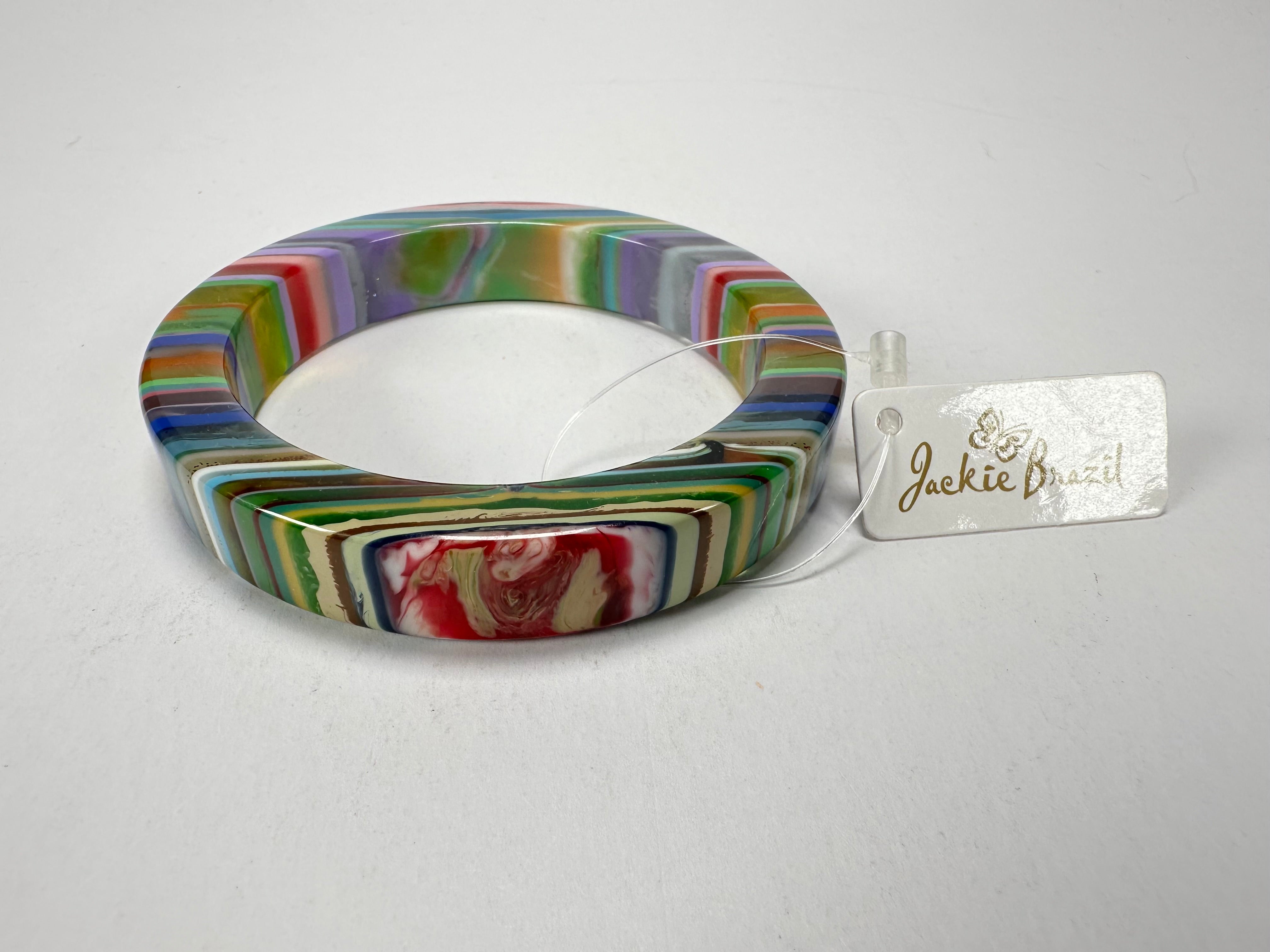 Jackie Brazil "Cat Eye" Liquorice Allsorts with Cat Eye Spring Mix 1.3cm Resin Bangle ( B1034 )