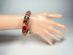 Jackie Brazil "Thin Cat Eye" Liquorice Allsorts with Cat Eye Orange Mix 1.3cm Resin Bangle ( B1151 )