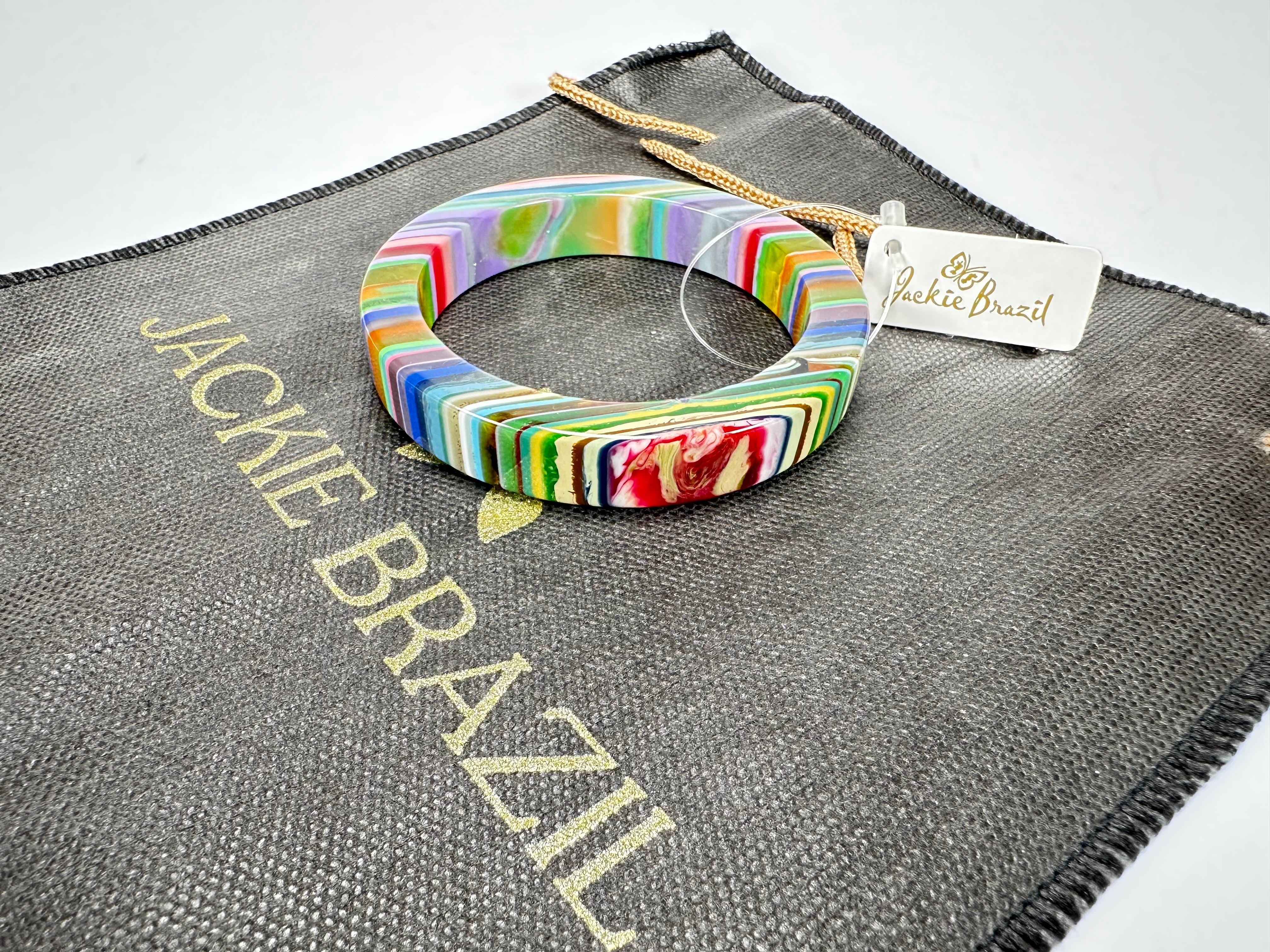 Jackie Brazil "Cat Eye" Liquorice Allsorts with Cat Eye Spring Mix 1.3cm Resin Bangle ( B1034 )