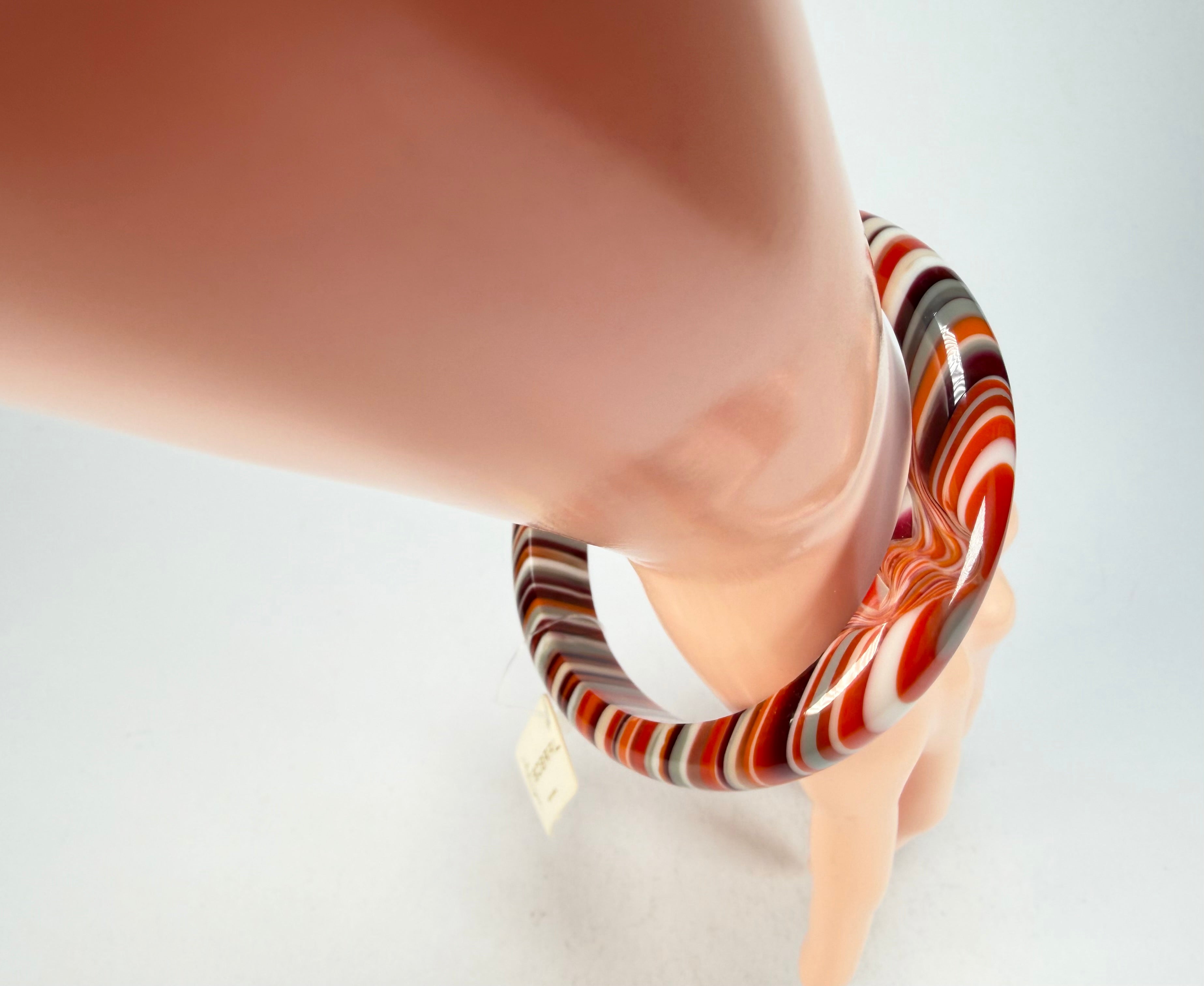 Jackie Brazil "Thin Cat Eye" Liquorice Allsorts with Cat Eye Orange Mix 1.3cm Resin Bangle ( B1151 )