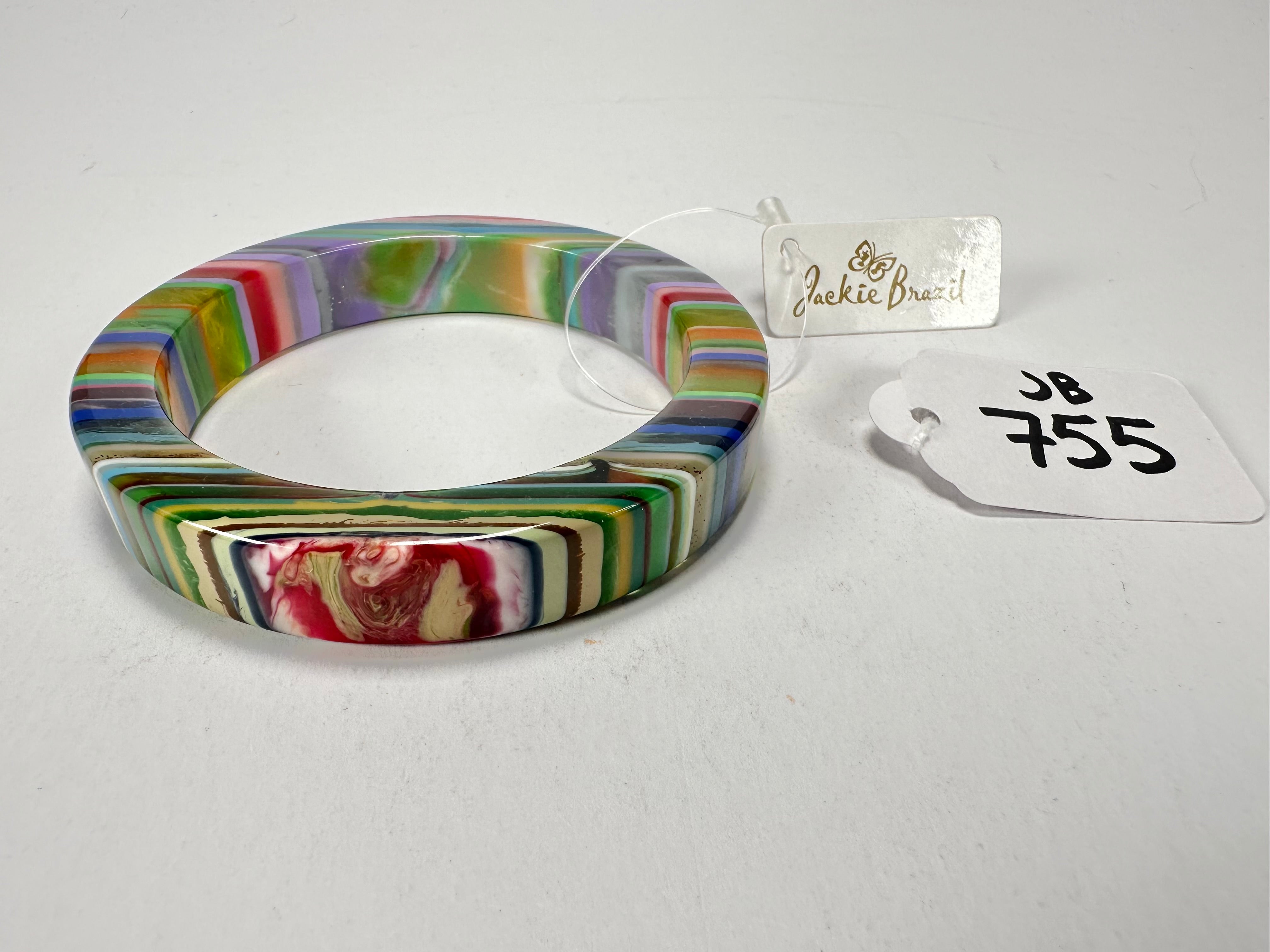 Jackie Brazil "Cat Eye" Liquorice Allsorts with Cat Eye Spring Mix 1.3cm Resin Bangle ( B1034 )