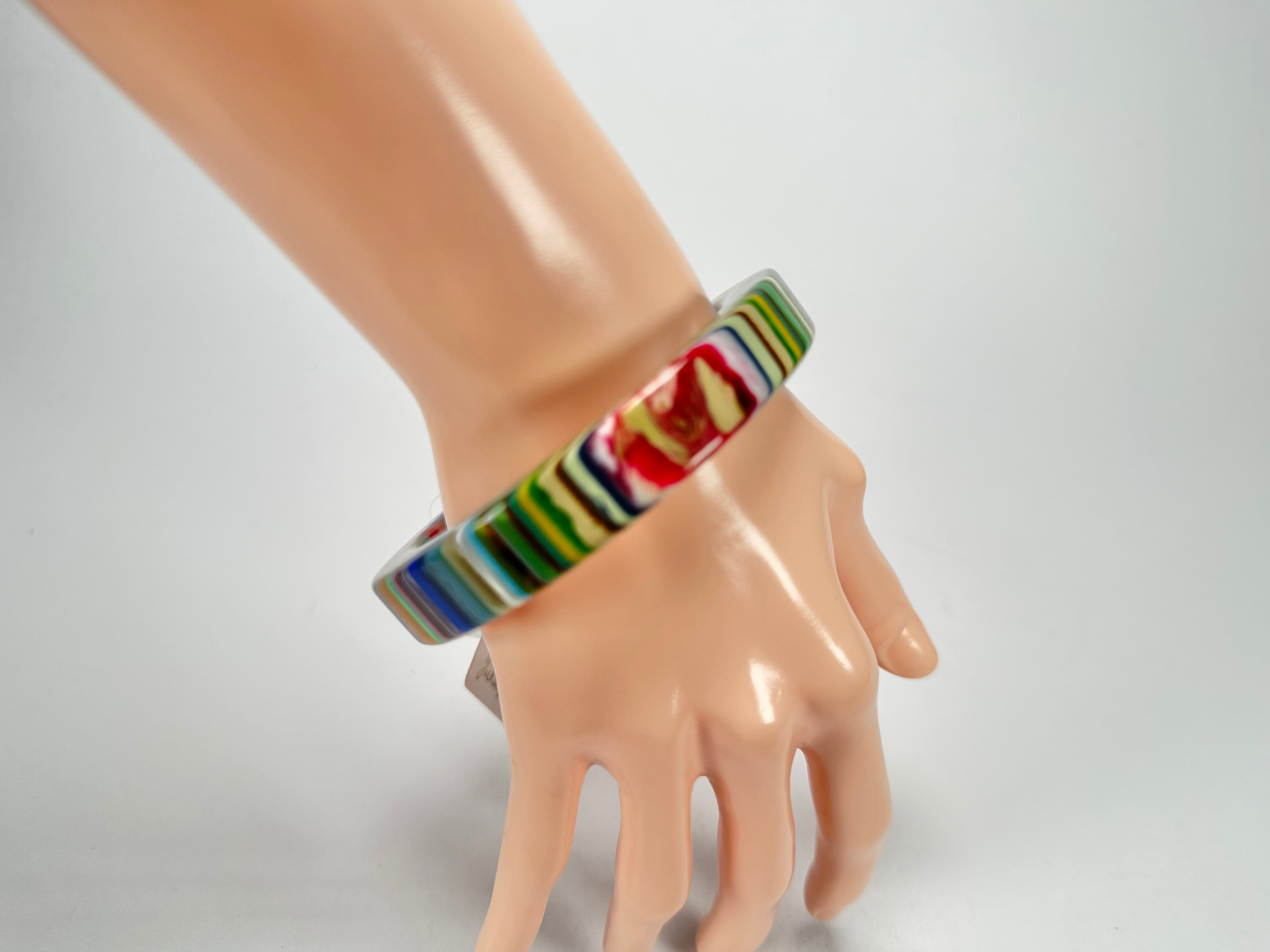 Jackie Brazil "Cat Eye" Liquorice Allsorts with Cat Eye Spring Mix 1.3cm Resin Bangle ( B1034 )