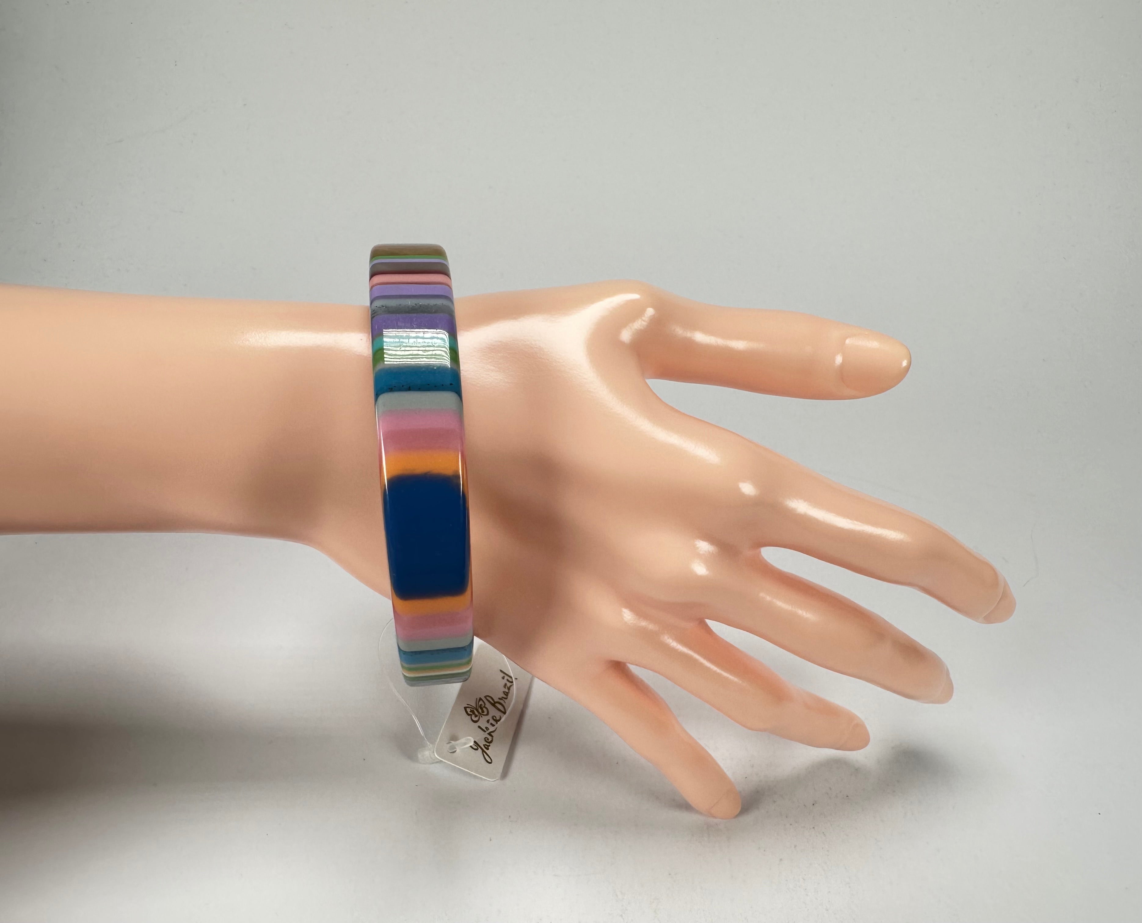 Jackie Brazil "Cat Eye" Liquorice Allsorts with Cat Eye Spring Mix 1.3cm Resin Bangle ( B1034 )