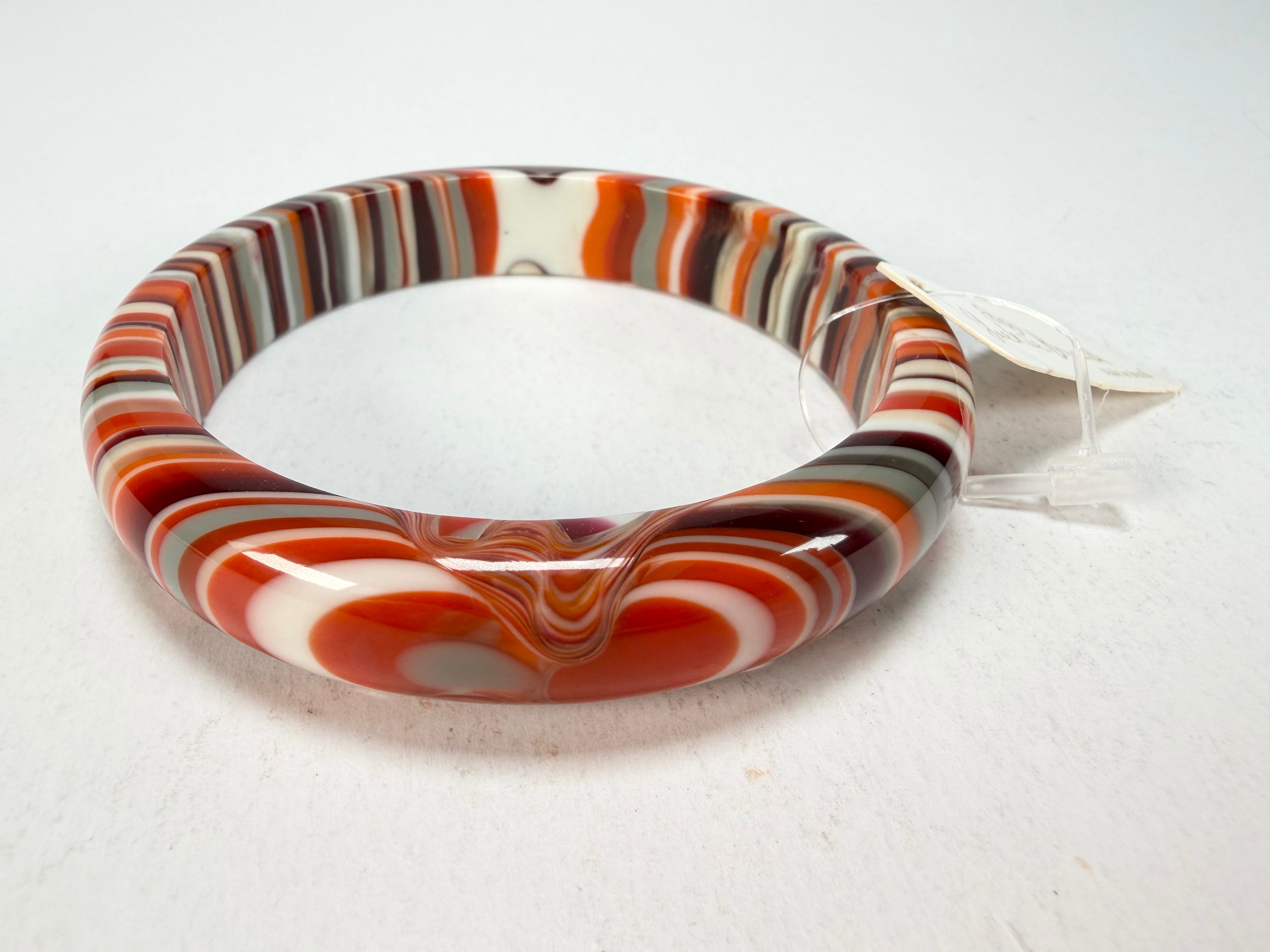 Jackie Brazil "Thin Cat Eye" Liquorice Allsorts with Cat Eye Orange Mix 1.3cm Resin Bangle ( B1151 )