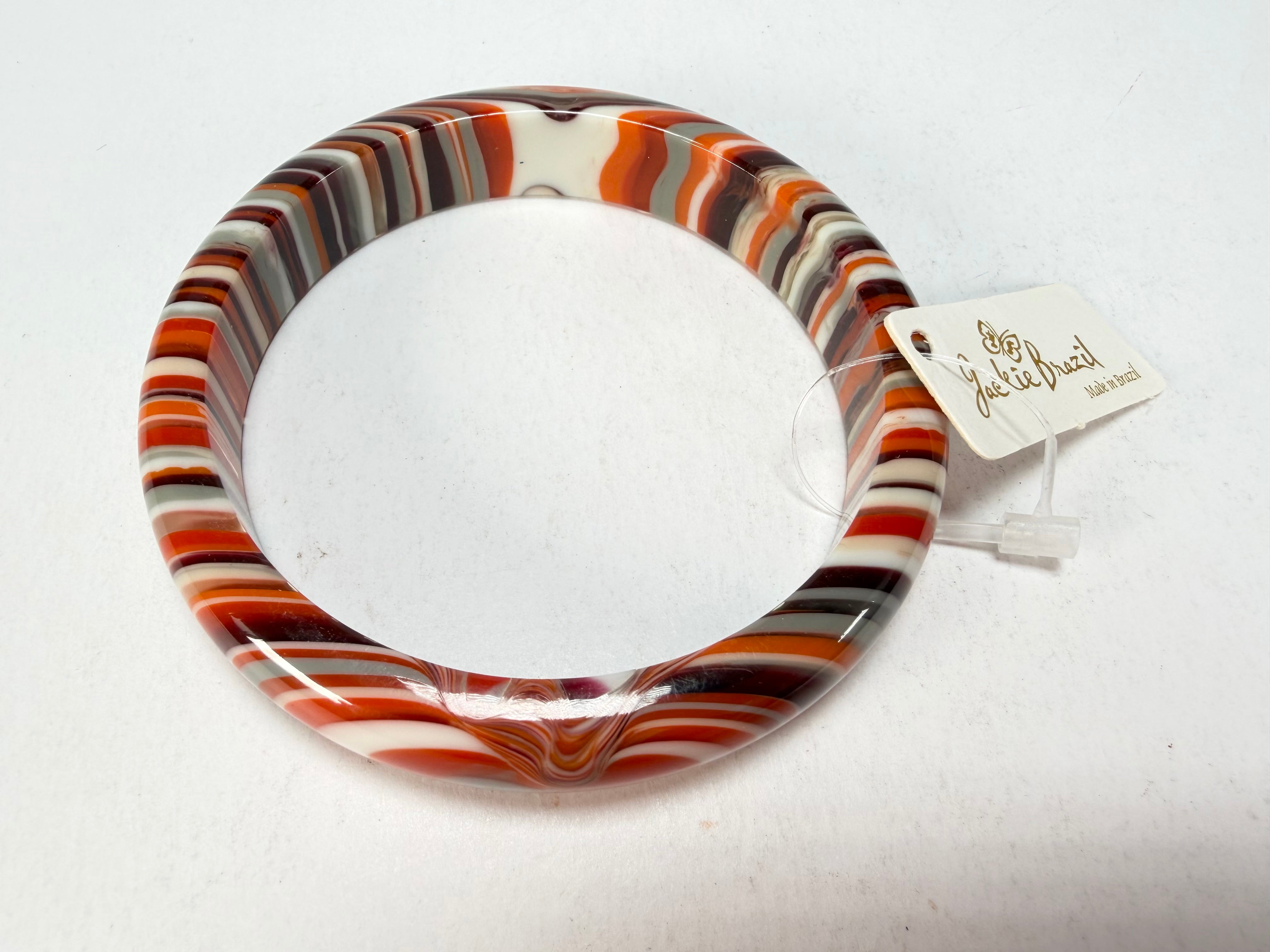 Jackie Brazil "Thin Cat Eye" Liquorice Allsorts with Cat Eye Orange Mix 1.3cm Resin Bangle ( B1151 )