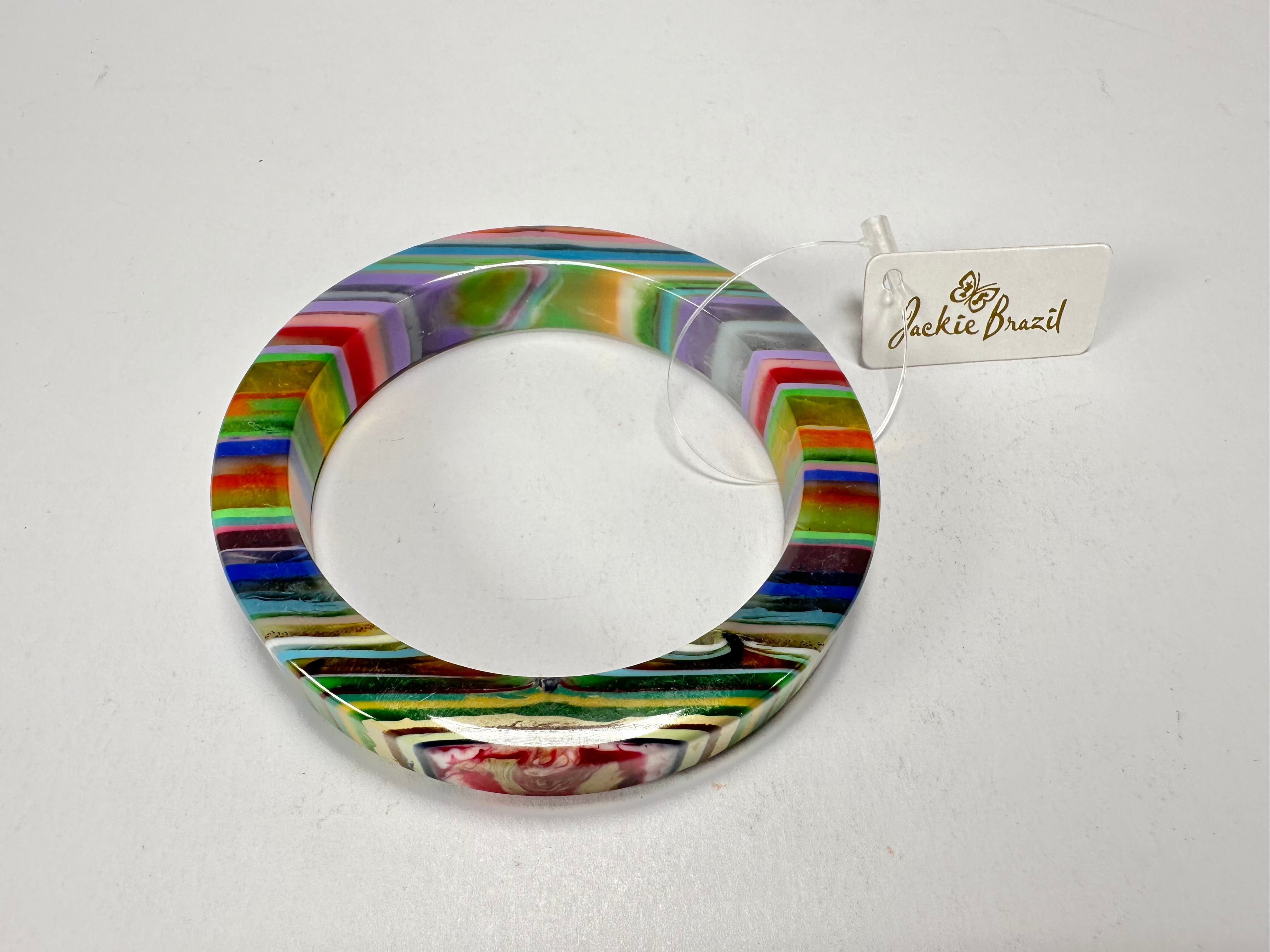 Jackie Brazil "Cat Eye" Liquorice Allsorts with Cat Eye Spring Mix 1.3cm Resin Bangle ( B1034 )