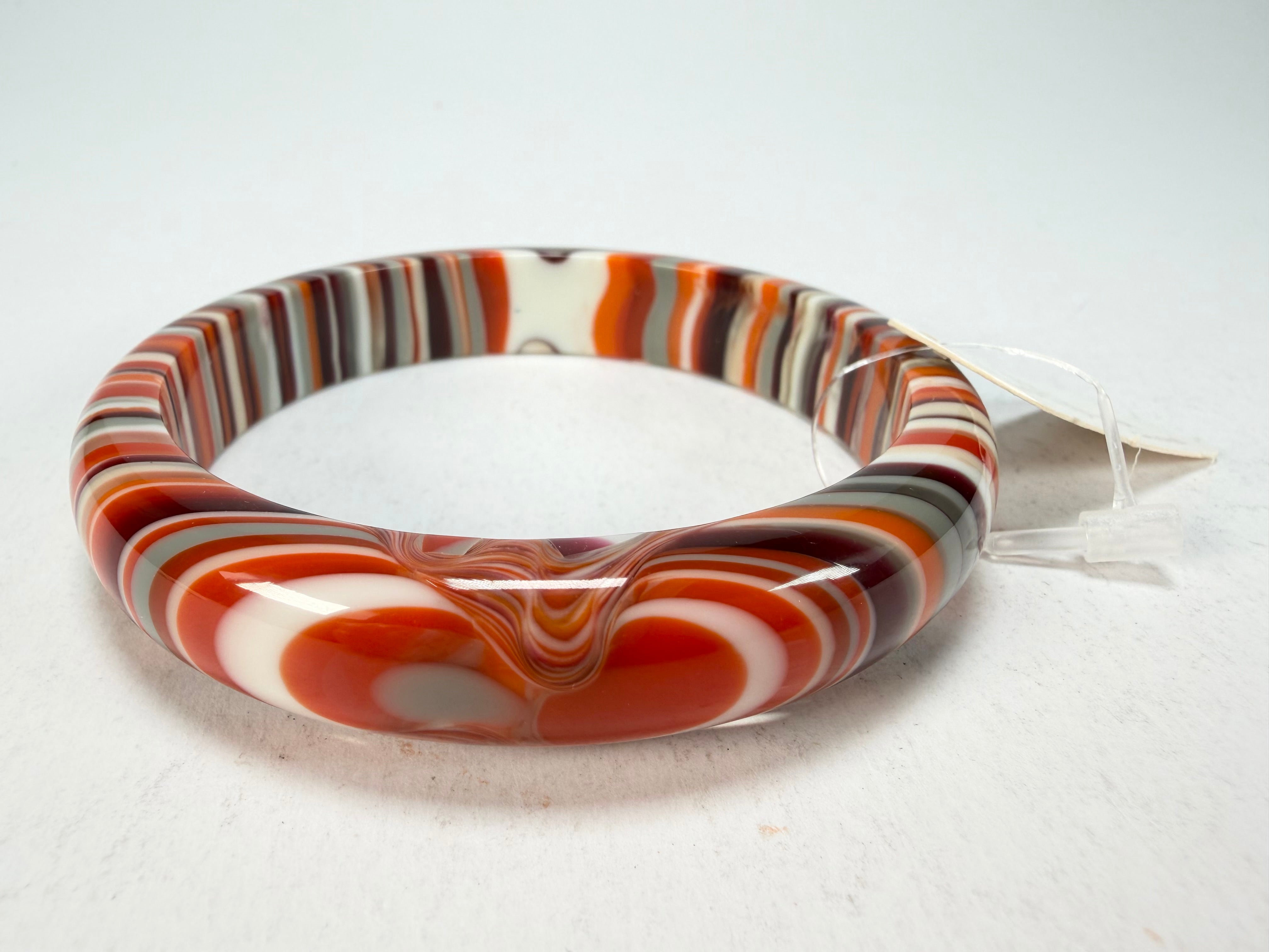 Jackie Brazil "Thin Cat Eye" Liquorice Allsorts with Cat Eye Orange Mix 1.3cm Resin Bangle ( B1151 )