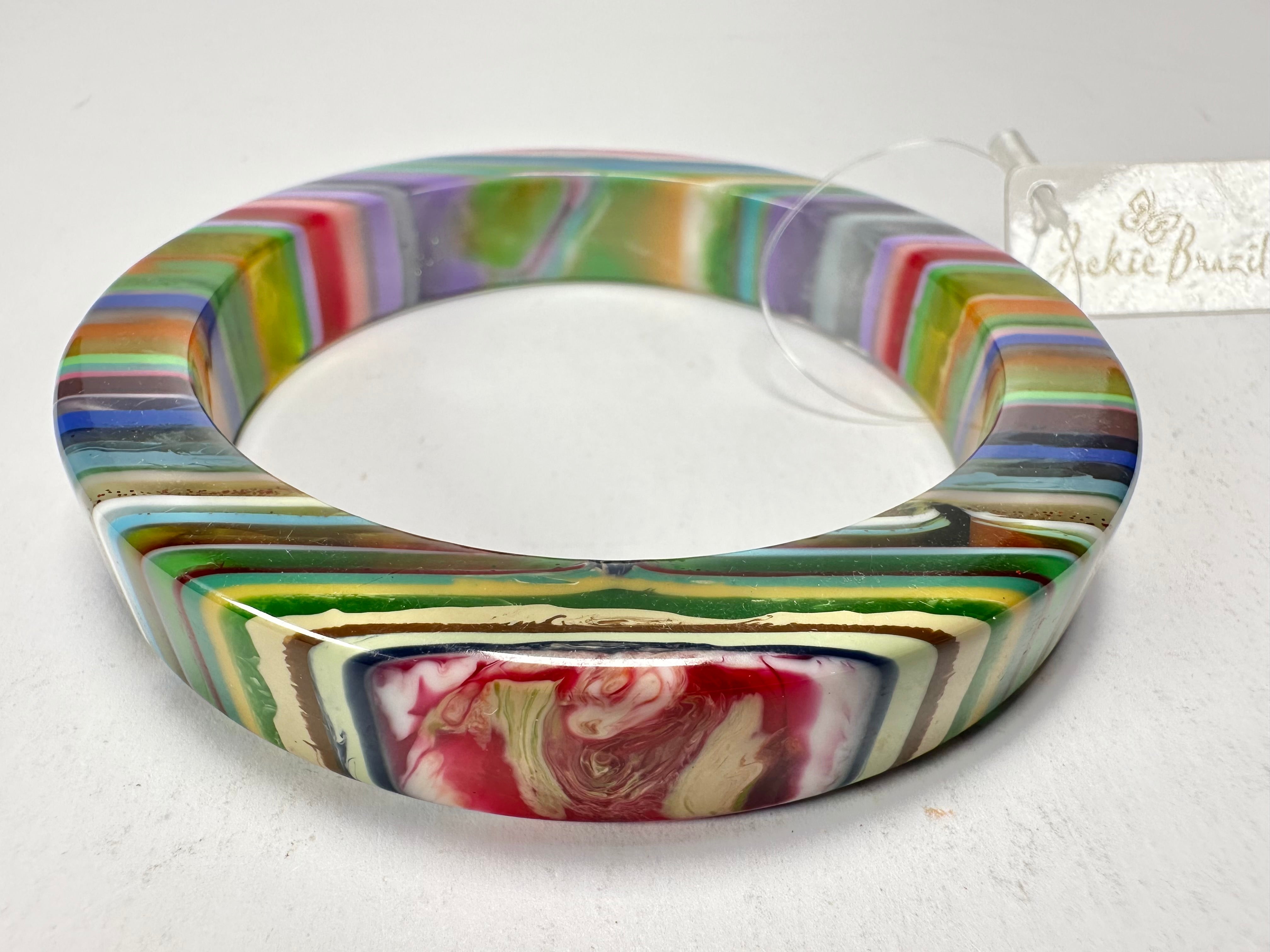 Jackie Brazil "Cat Eye" Liquorice Allsorts with Cat Eye Spring Mix 1.3cm Resin Bangle ( B1034 )