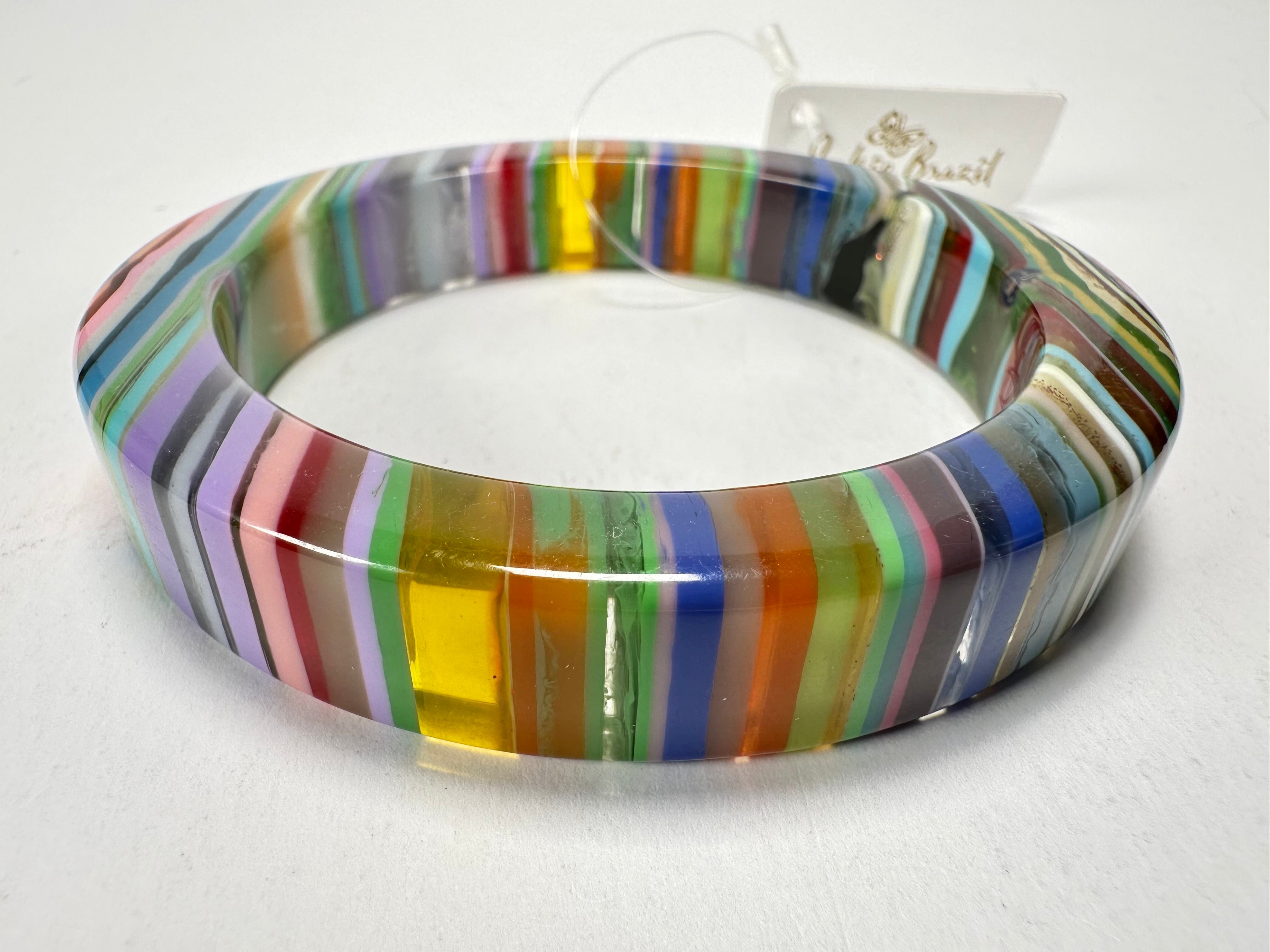 Jackie Brazil "Cat Eye" Liquorice Allsorts with Cat Eye Spring Mix 1.3cm Resin Bangle ( B1034 )