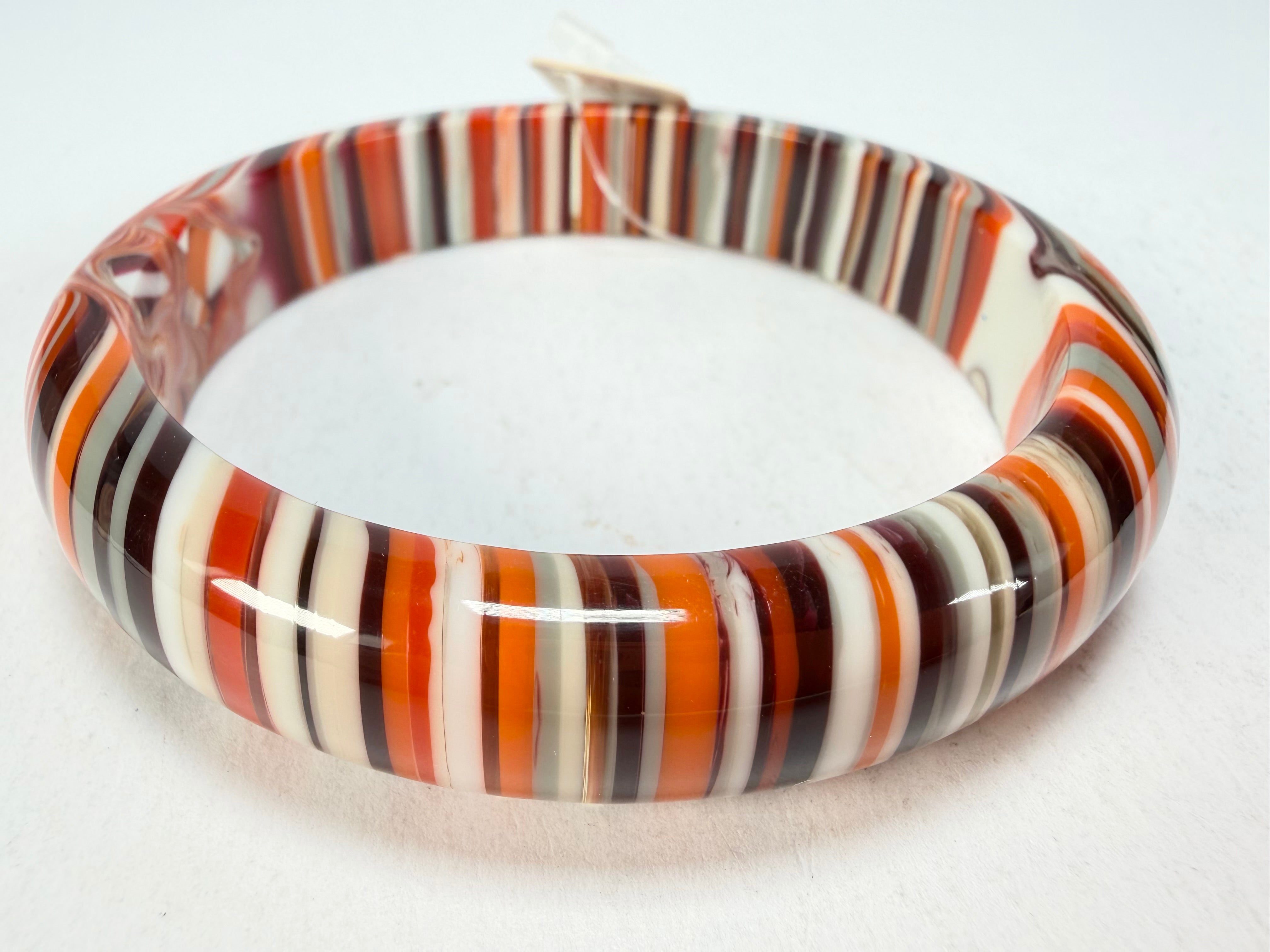 Jackie Brazil "Thin Cat Eye" Liquorice Allsorts with Cat Eye Orange Mix 1.3cm Resin Bangle ( B1151 )