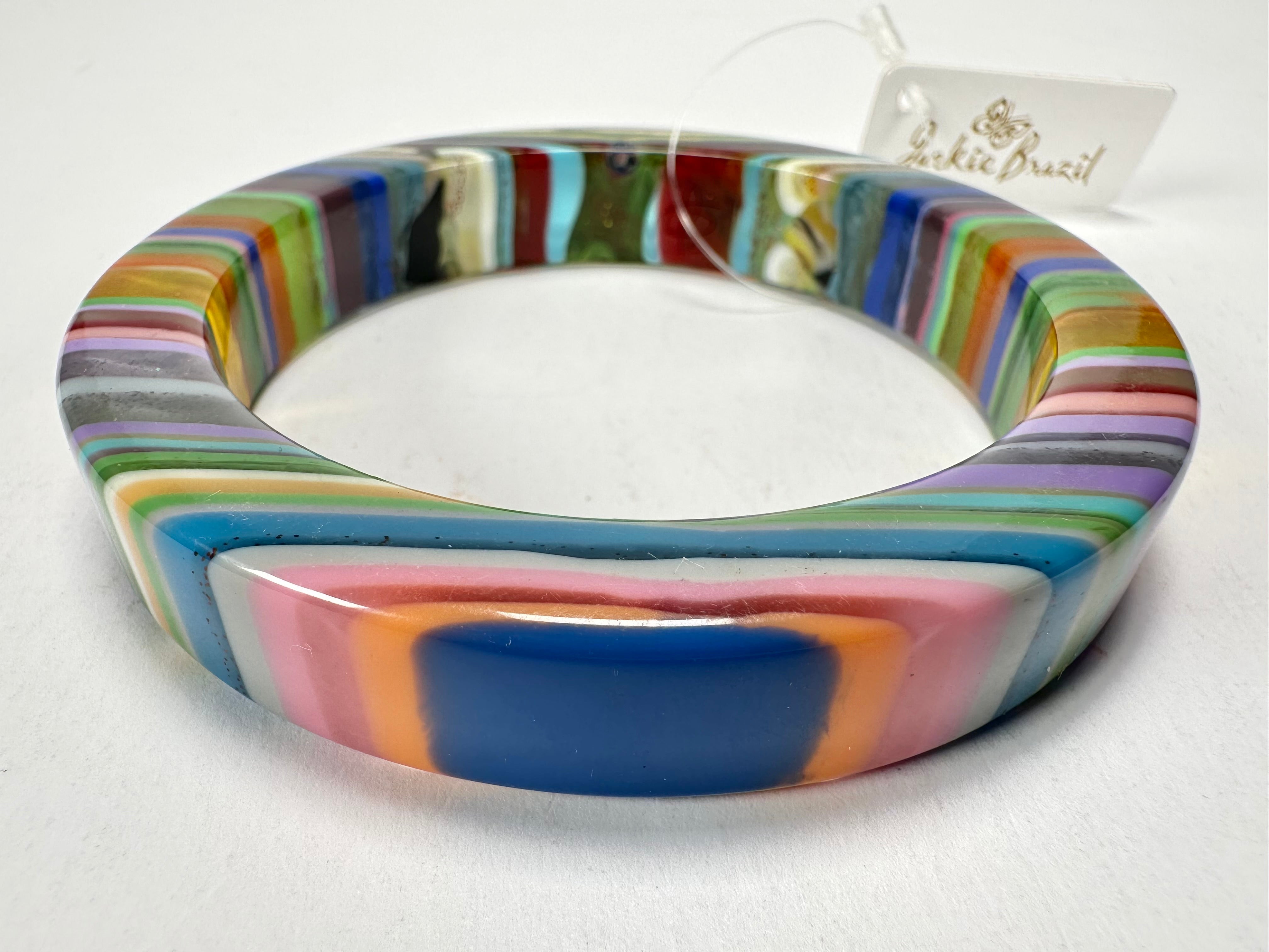 Jackie Brazil "Cat Eye" Liquorice Allsorts with Cat Eye Spring Mix 1.3cm Resin Bangle ( B1034 )
