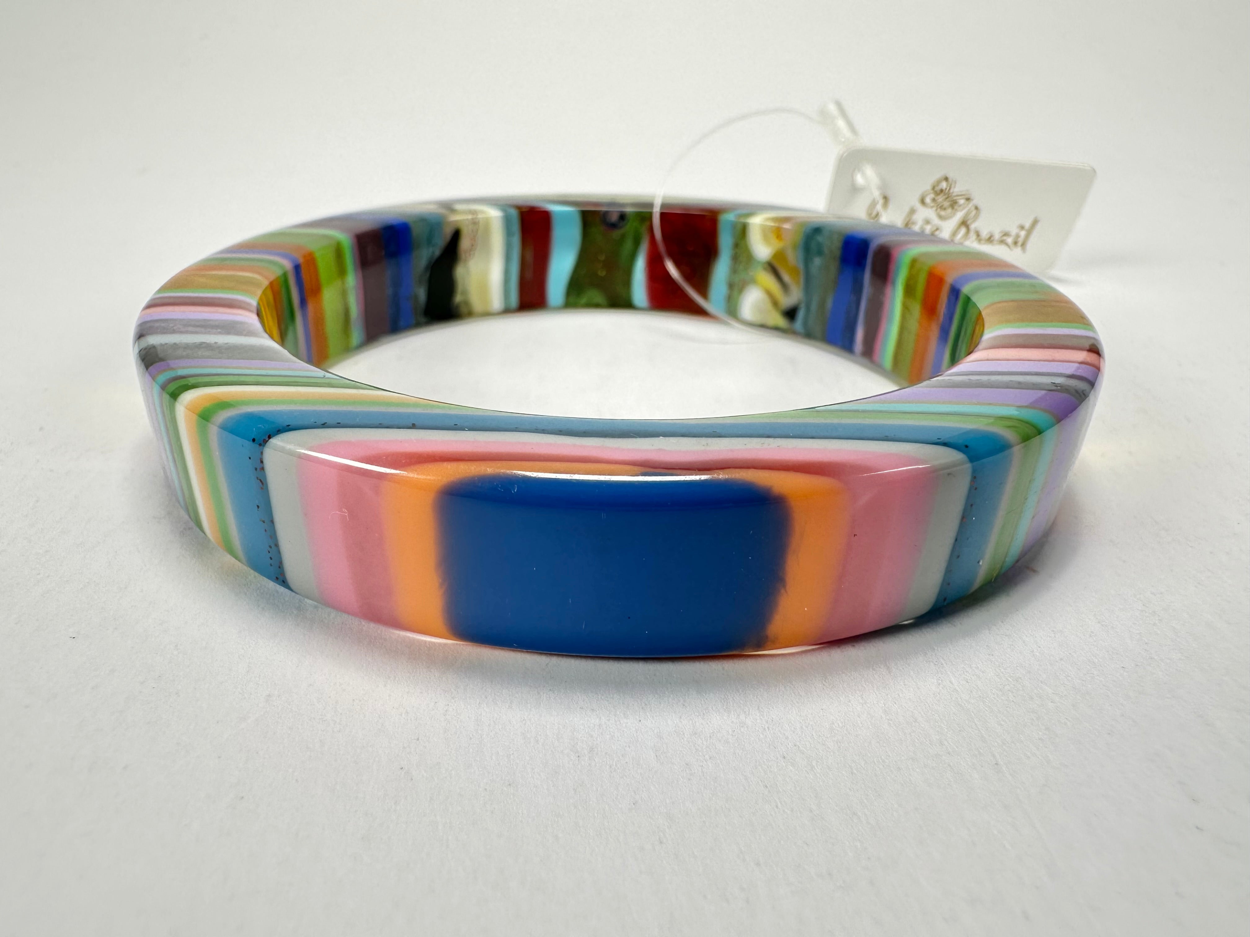 Jackie Brazil "Cat Eye" Liquorice Allsorts with Cat Eye Spring Mix 1.3cm Resin Bangle ( B1034 )