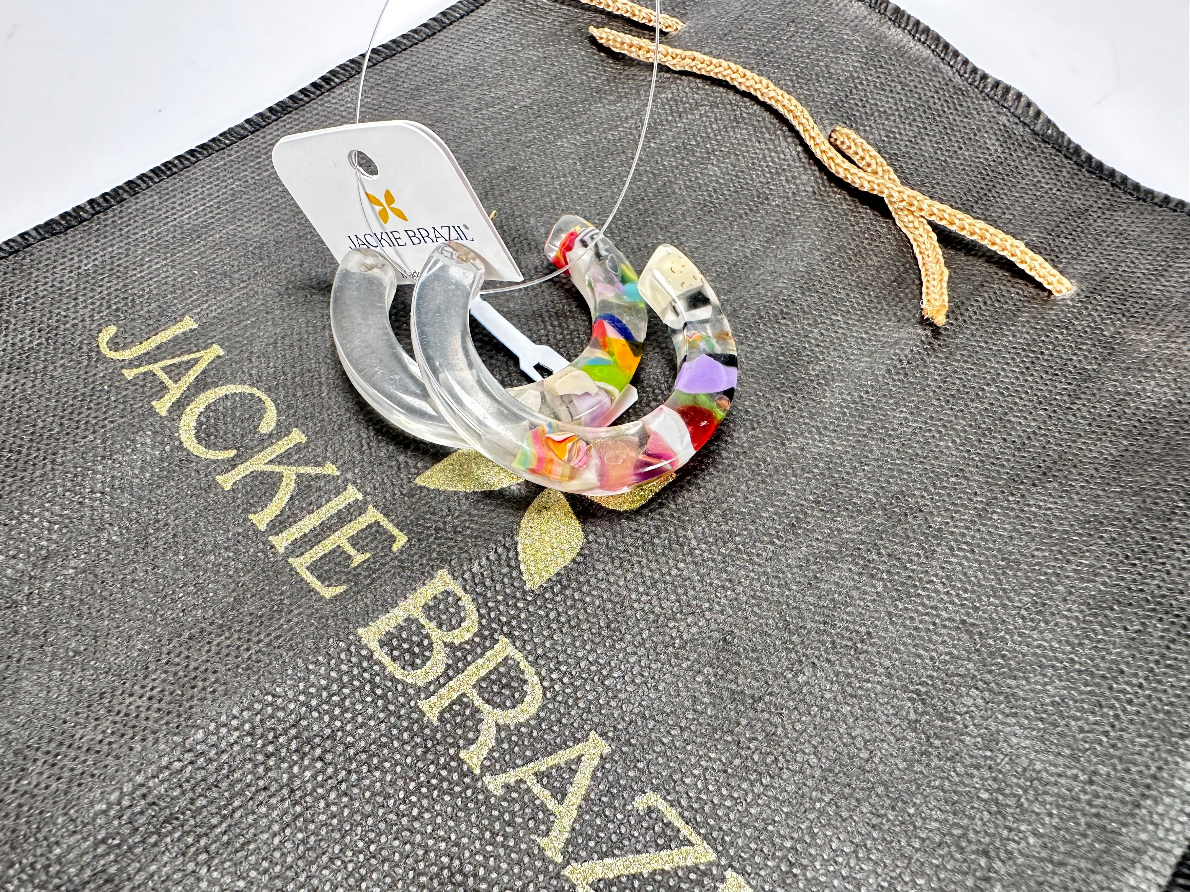 Jackie Brazil "Circus" Cascade Hoop On Pin Resin Earrings ( E0020 )