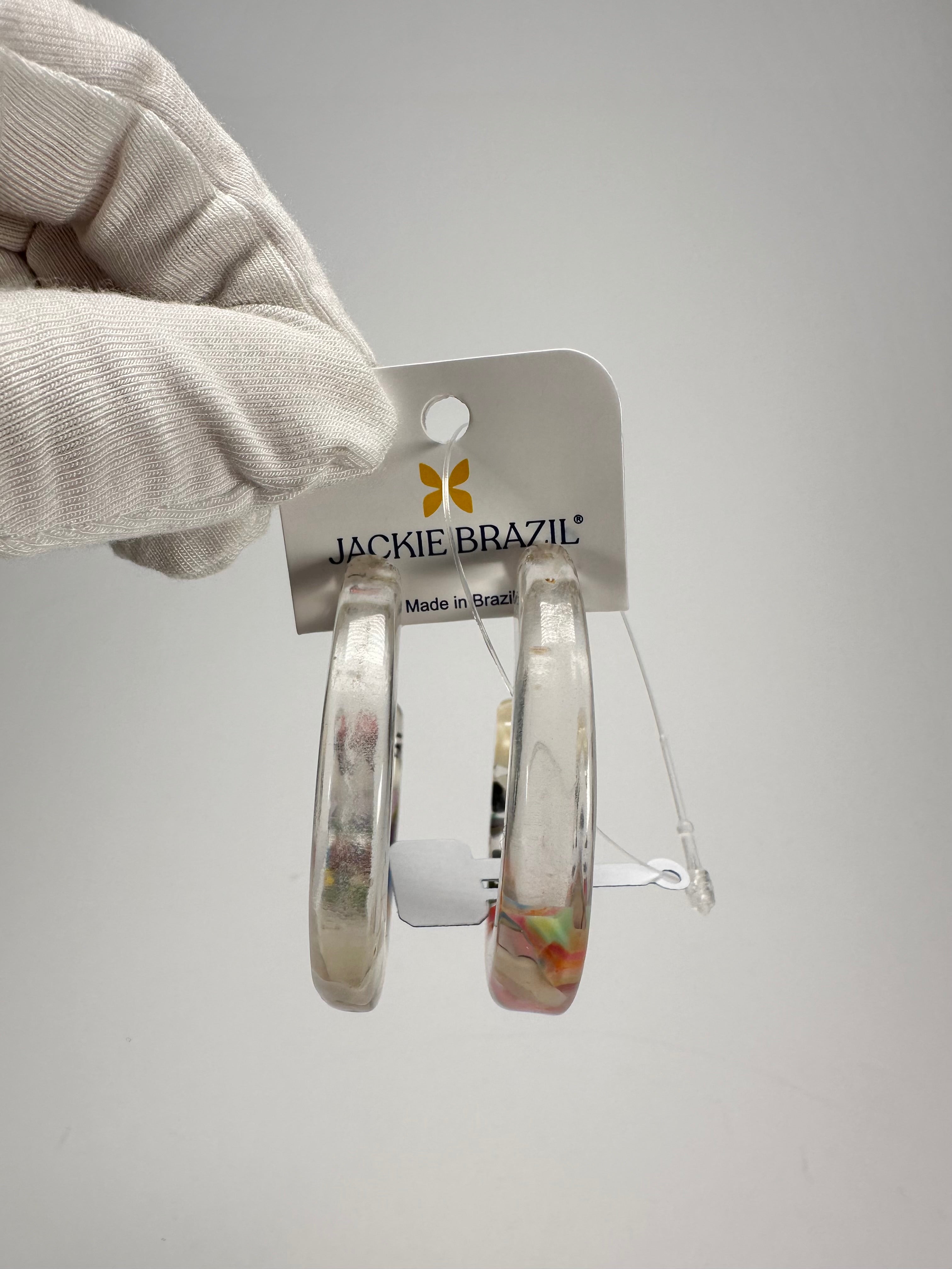 Jackie Brazil "Circus" Cascade Hoop On Pin Resin Earrings ( E0020 )