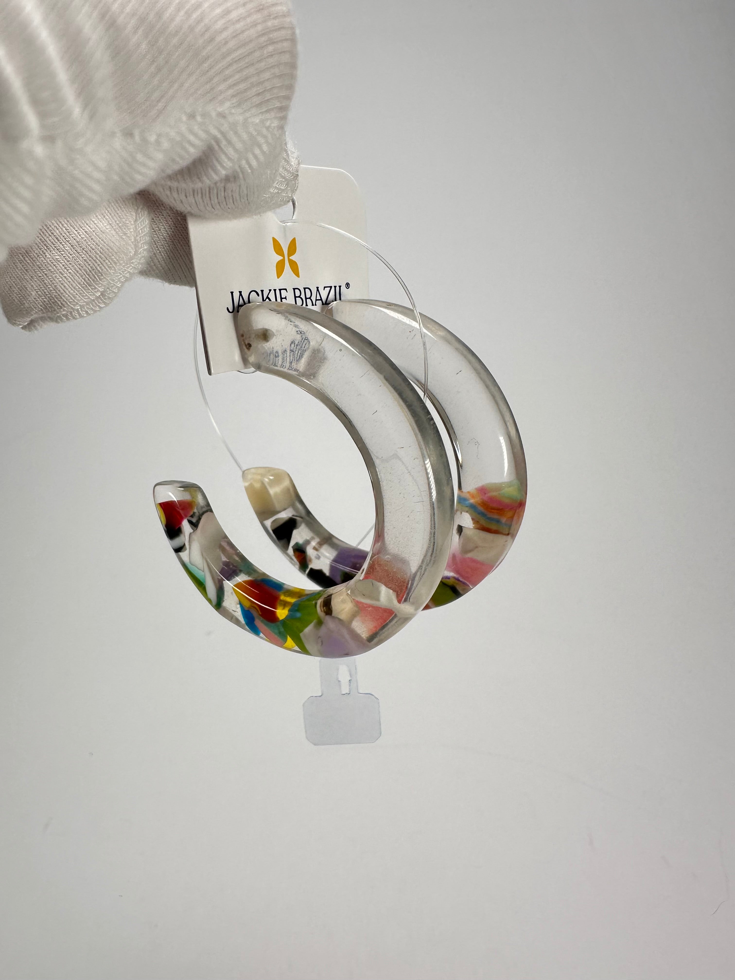 Jackie Brazil "Circus" Cascade Hoop On Pin Resin Earrings ( E0020 )