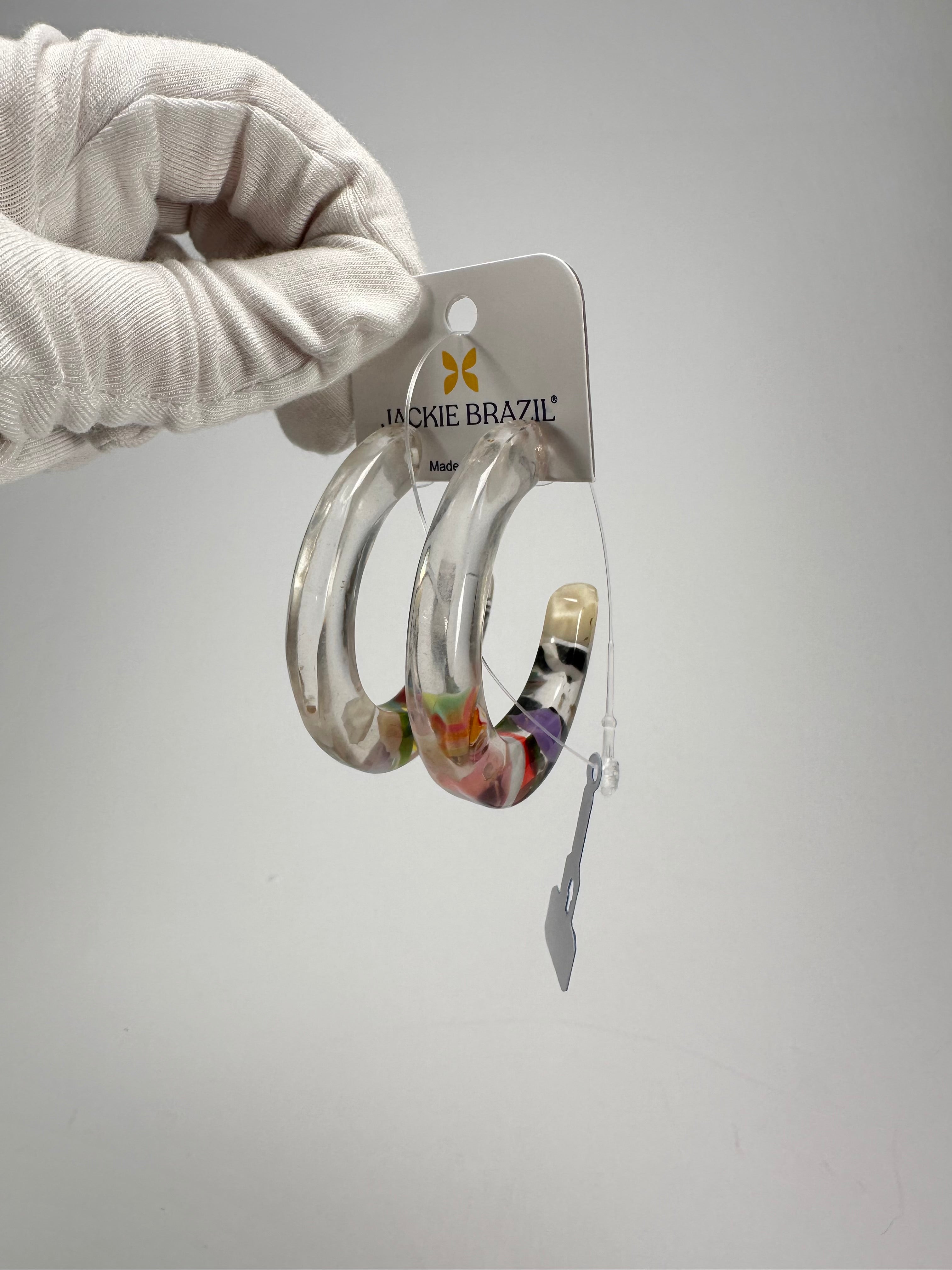 Jackie Brazil "Circus" Cascade Hoop On Pin Resin Earrings ( E0020 )
