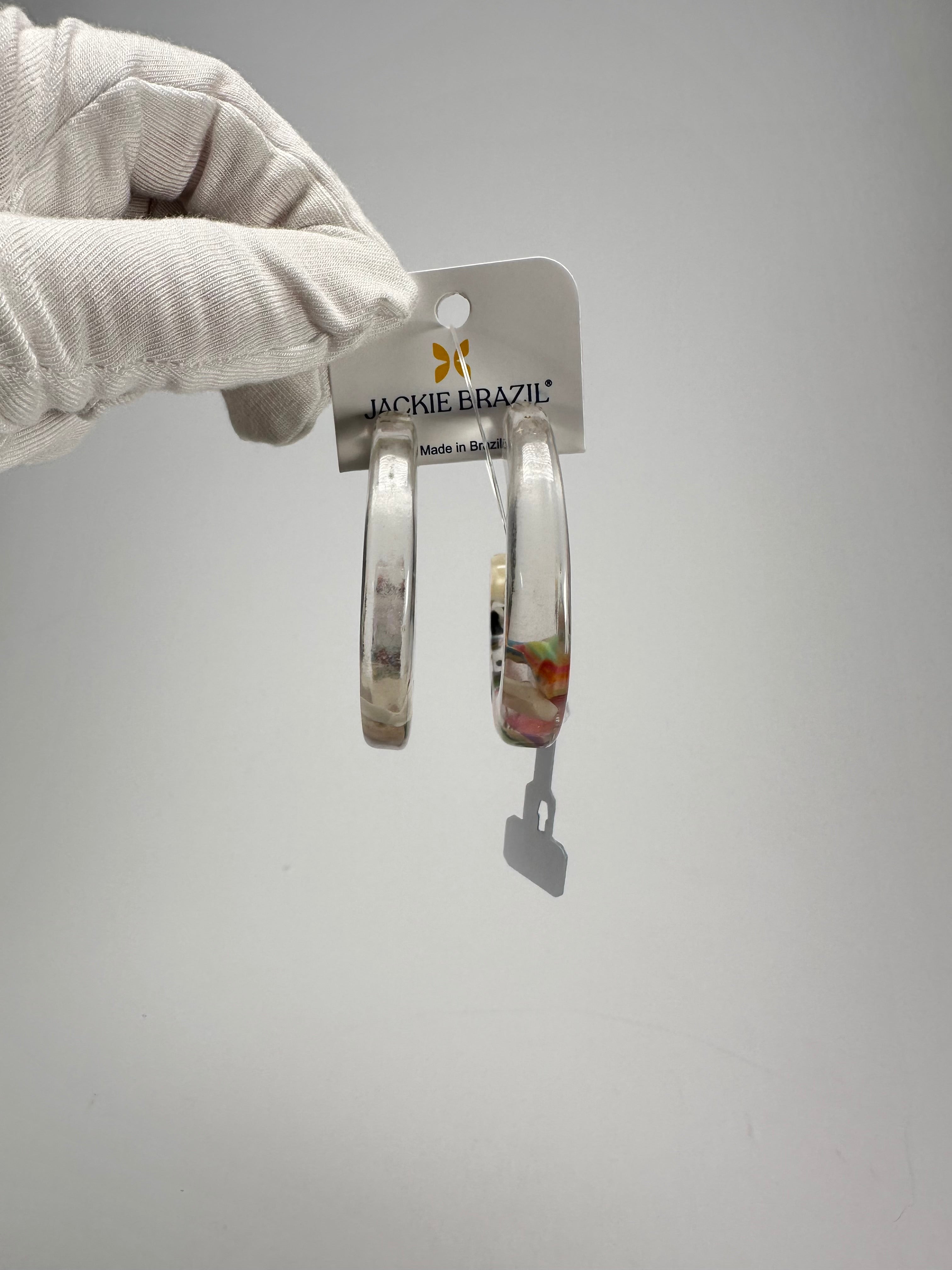 Jackie Brazil "Circus" Cascade Hoop On Pin Resin Earrings ( E0020 )