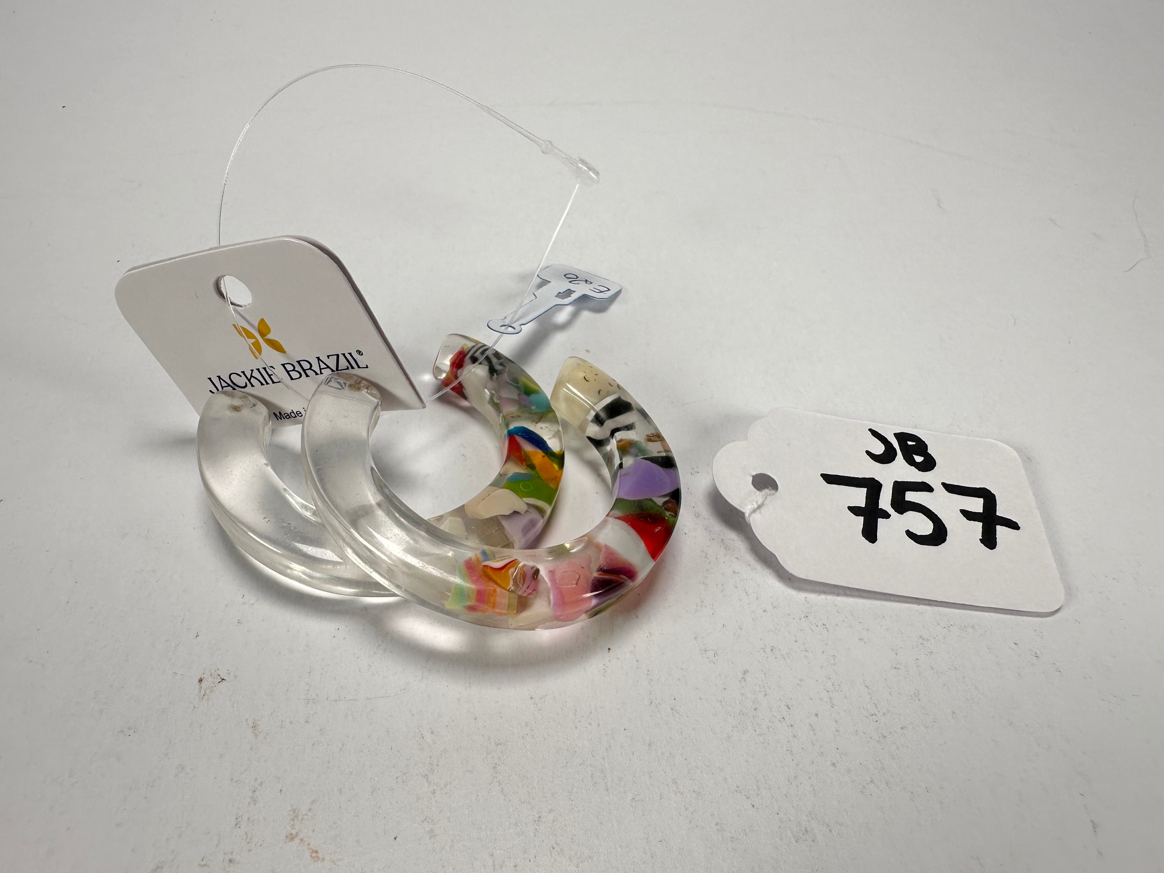 Jackie Brazil "Circus" Cascade Hoop On Pin Resin Earrings ( E0020 )
