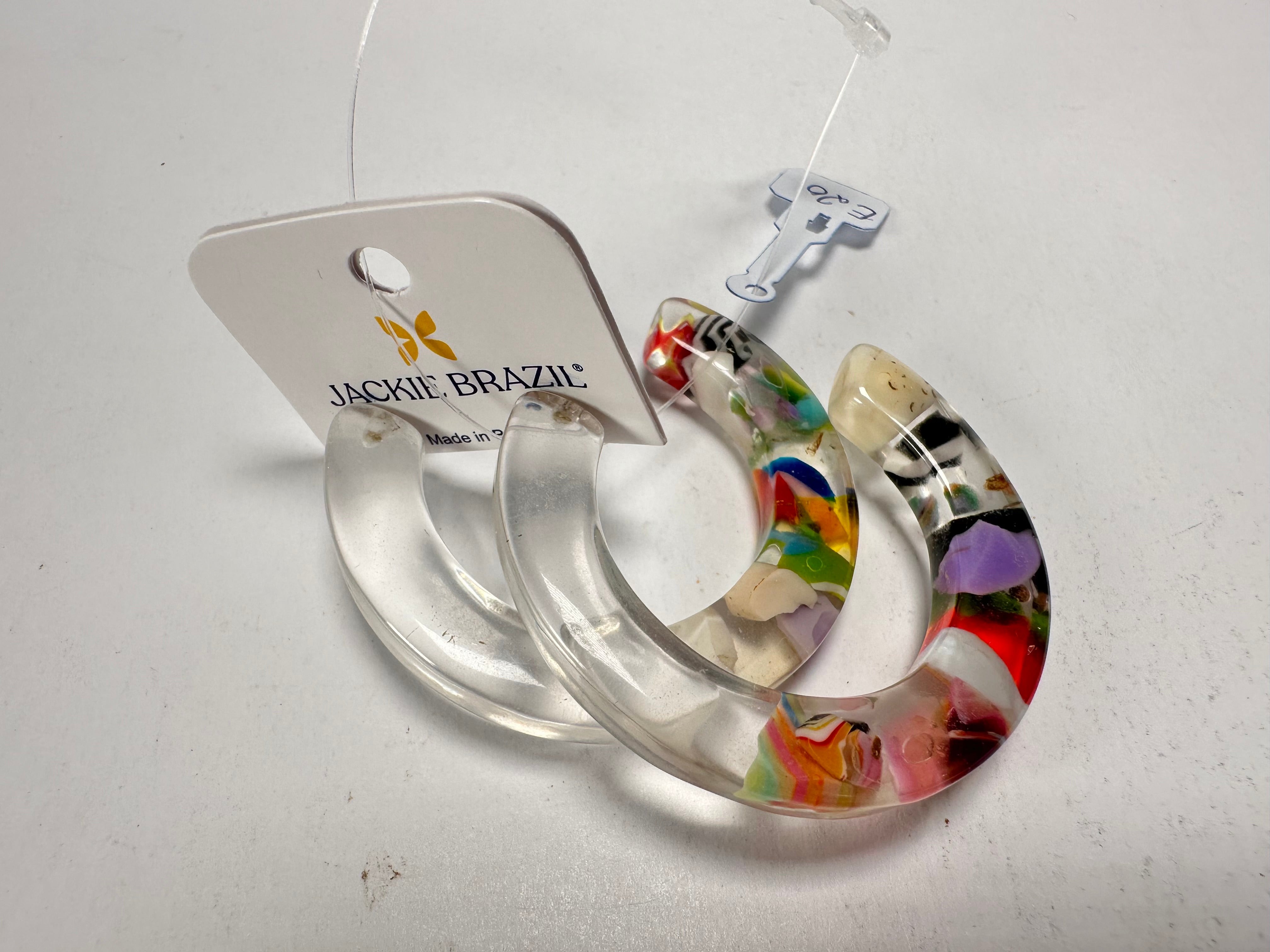 Jackie Brazil "Circus" Cascade Hoop On Pin Resin Earrings ( E0020 )