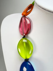 Jackie Brazil "Kathy" Transparent Paris Mix Small Riverstones 100cm Necklace ( N3760 )