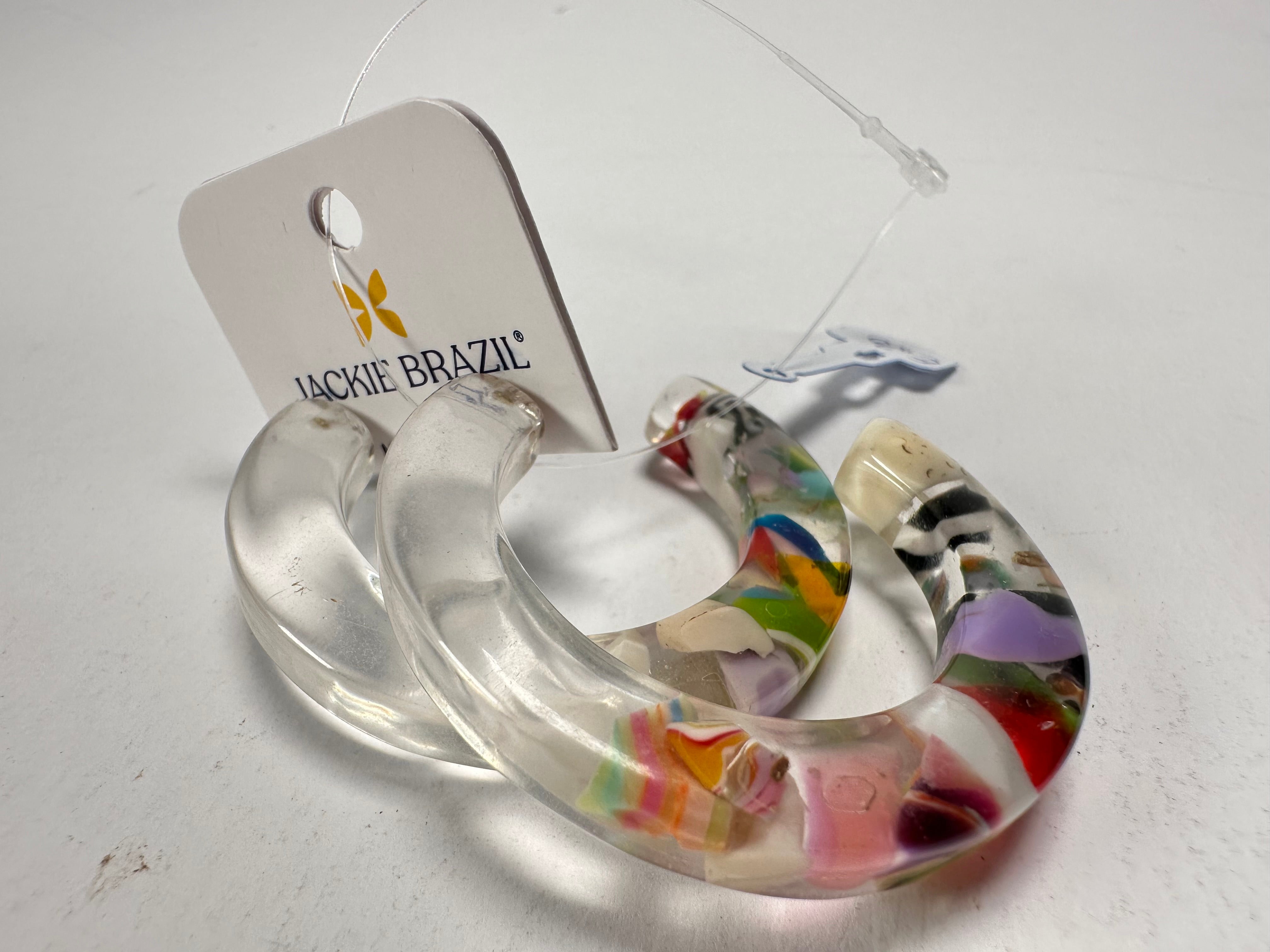 Jackie Brazil "Circus" Cascade Hoop On Pin Resin Earrings ( E0020 )