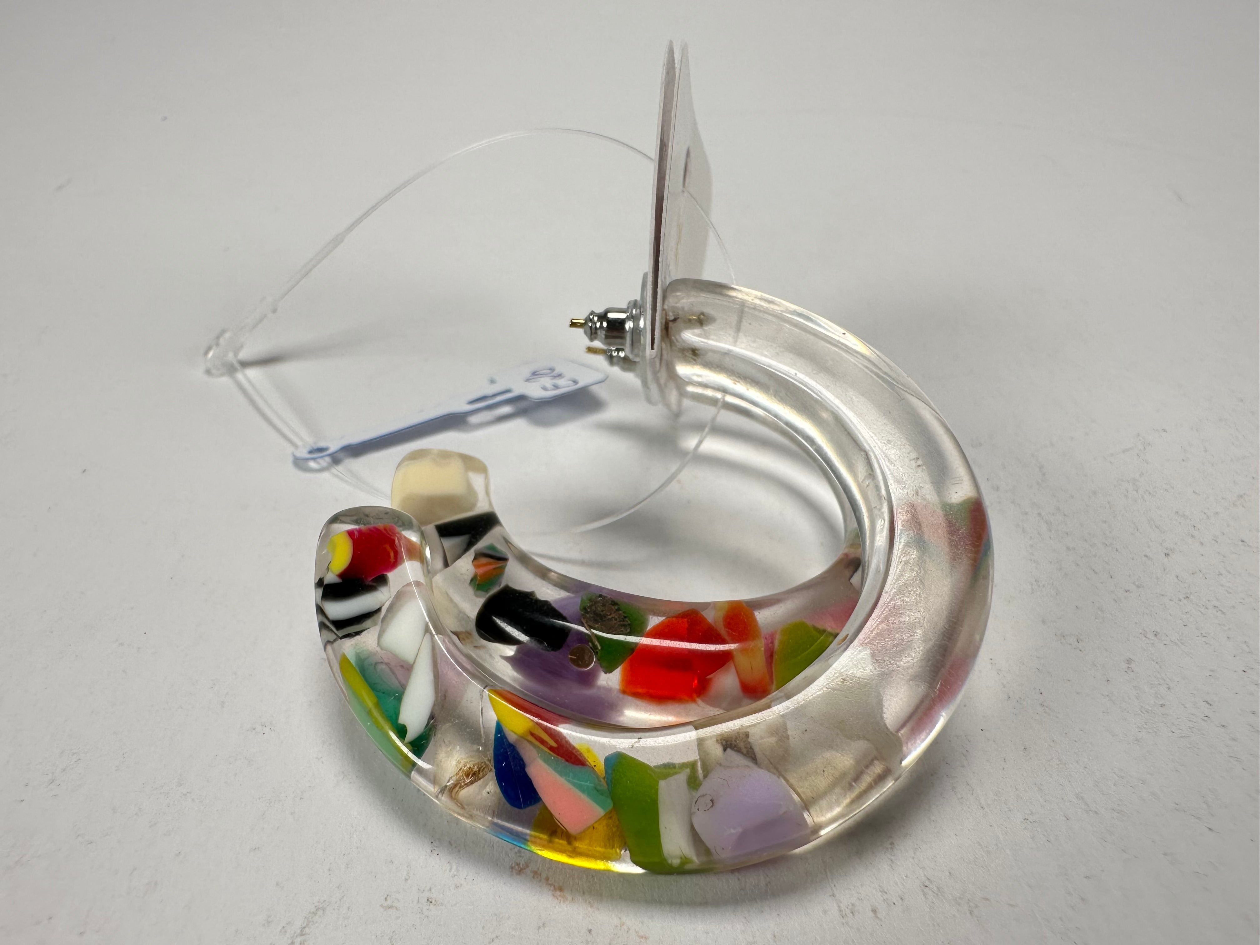 Jackie Brazil "Circus" Cascade Hoop On Pin Resin Earrings ( E0020 )