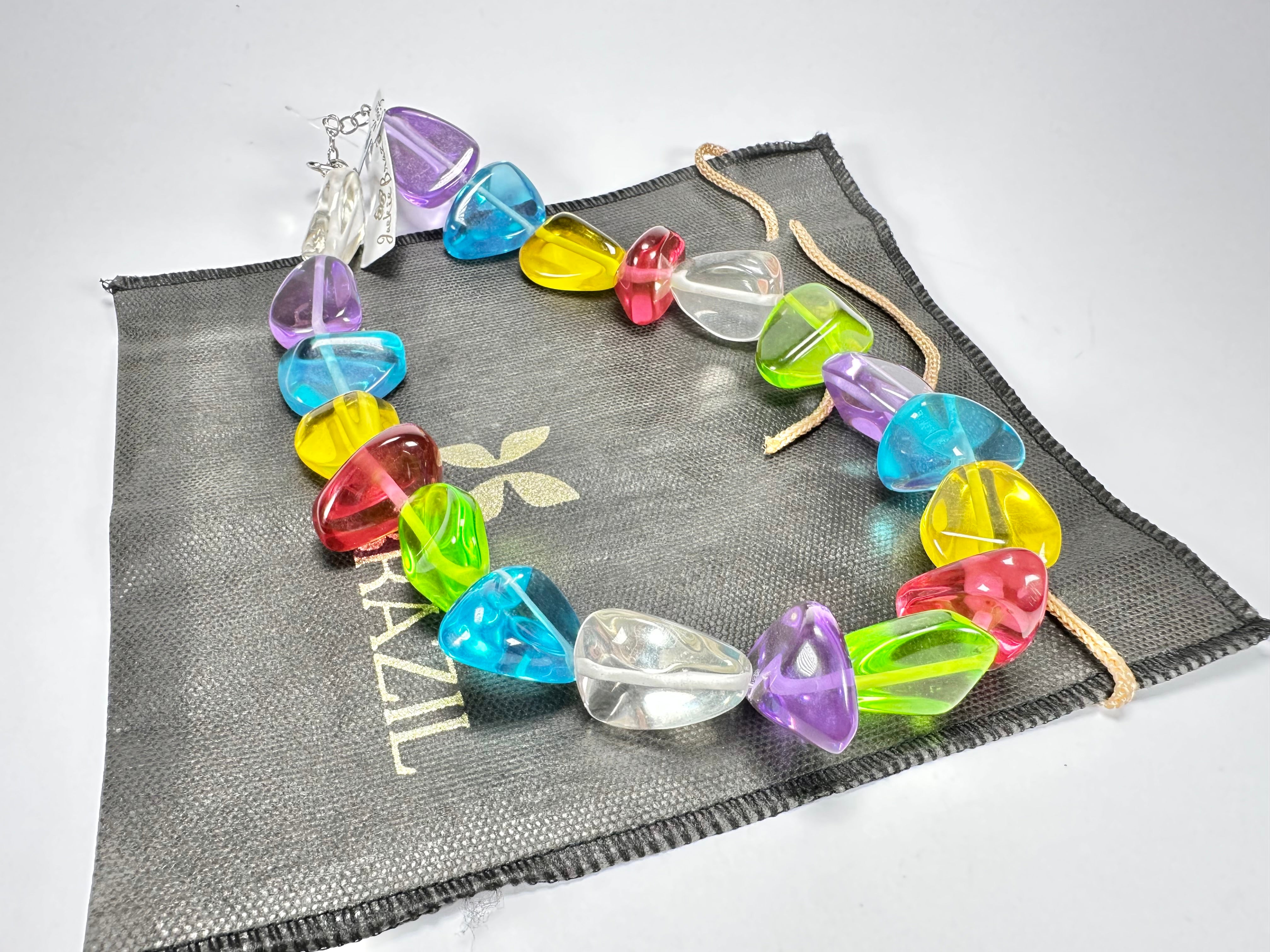 Jackie Brazil "Diamonds" Transparent Paris Mix Flintstone Bone 55cm Necklace ( N0061 )