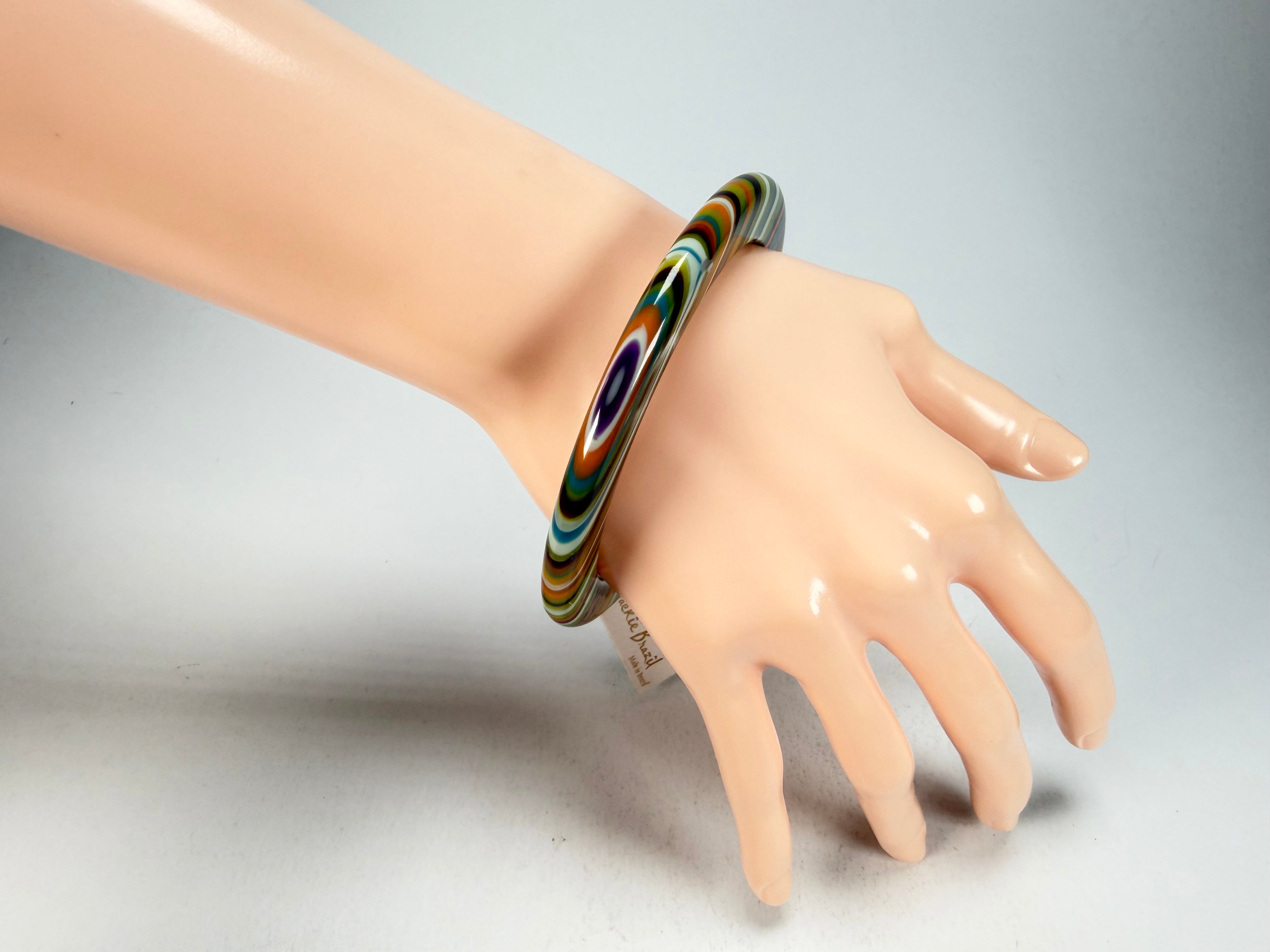 Jackie Brazil "Olympic Circles" Liquorice Allsorts Winter Colour 0.5cm Resin Bangle ( B2336 )