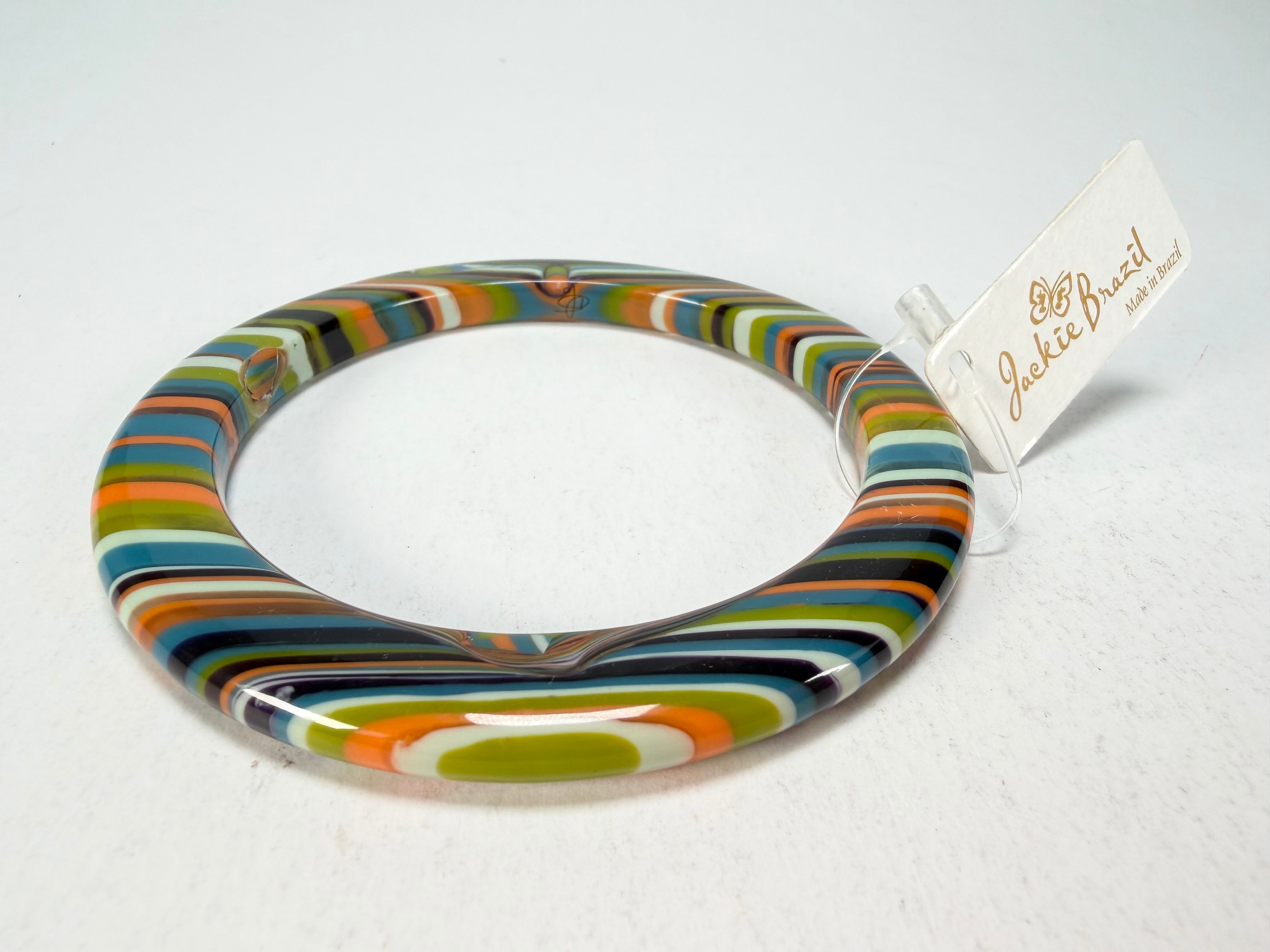 Jackie Brazil "Olympic Circles" Liquorice Allsorts Winter Colour 0.5cm Resin Bangle ( B2336 )