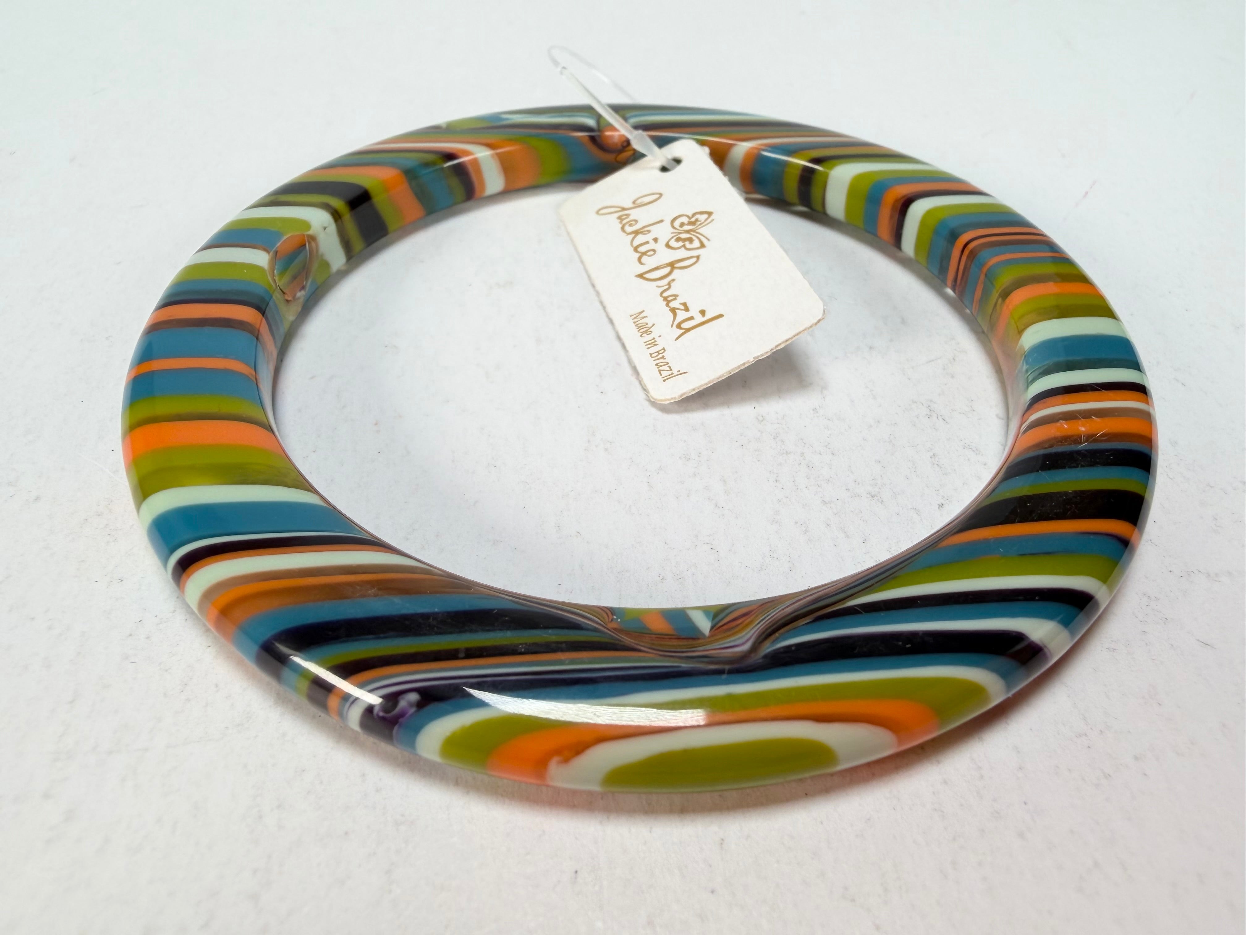 Jackie Brazil "Olympic Circles" Liquorice Allsorts Winter Colour 0.5cm Resin Bangle ( B2336 )