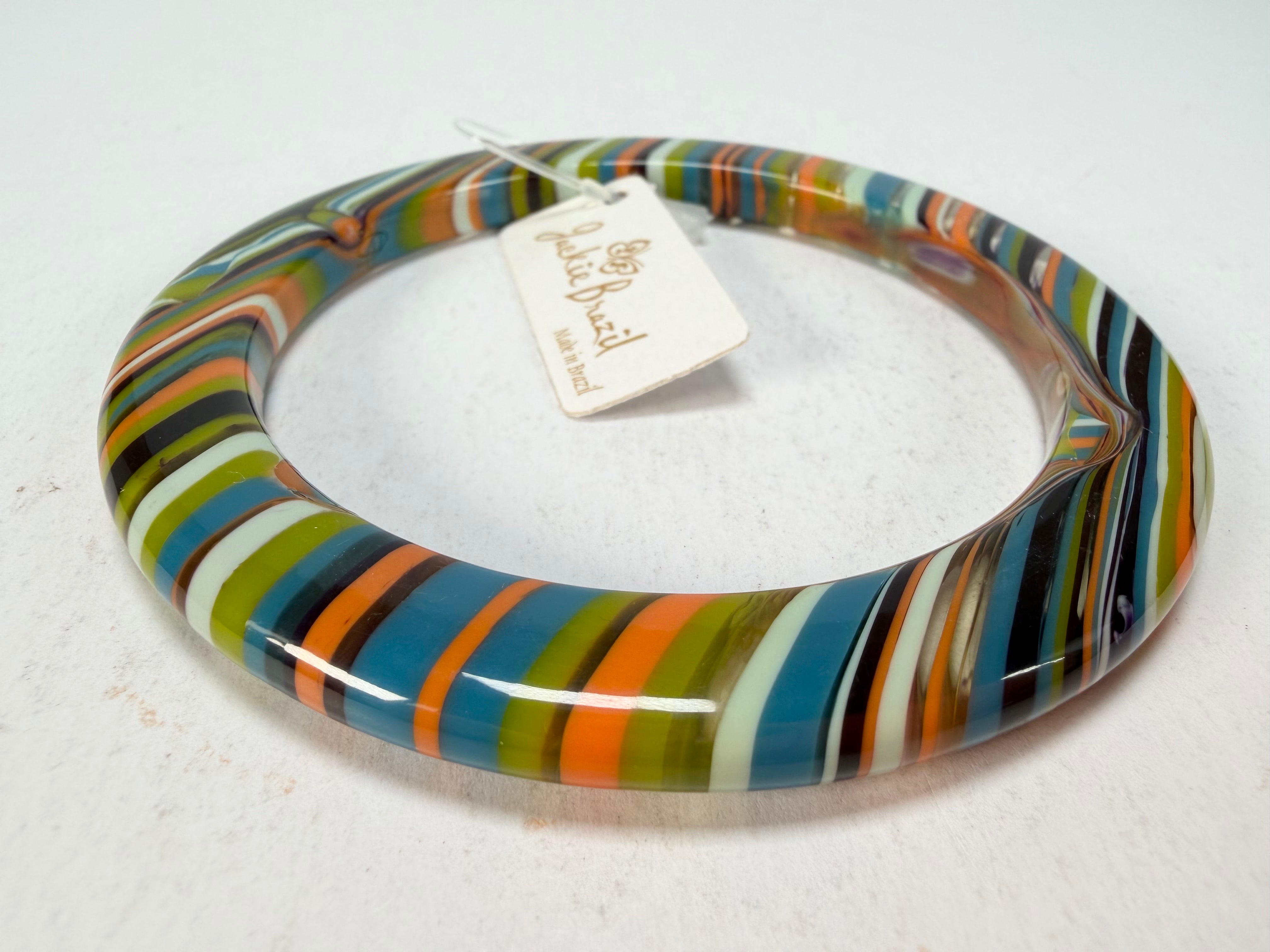 Jackie Brazil "Olympic Circles" Liquorice Allsorts Winter Colour 0.5cm Resin Bangle ( B2336 )