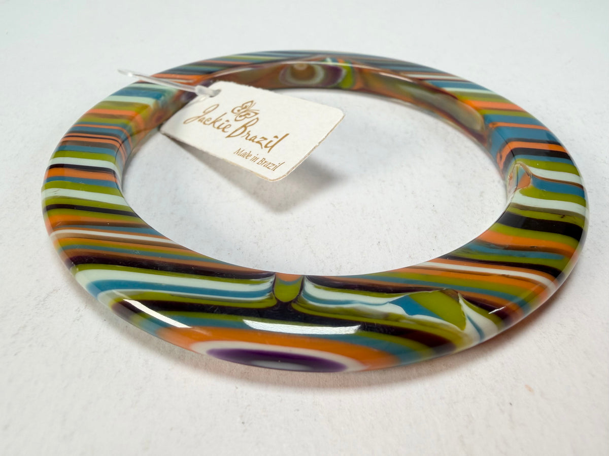Jackie Brazil "Olympic Circles" Liquorice Allsorts Winter Colour 0.5cm Resin Bangle ( B2336 )