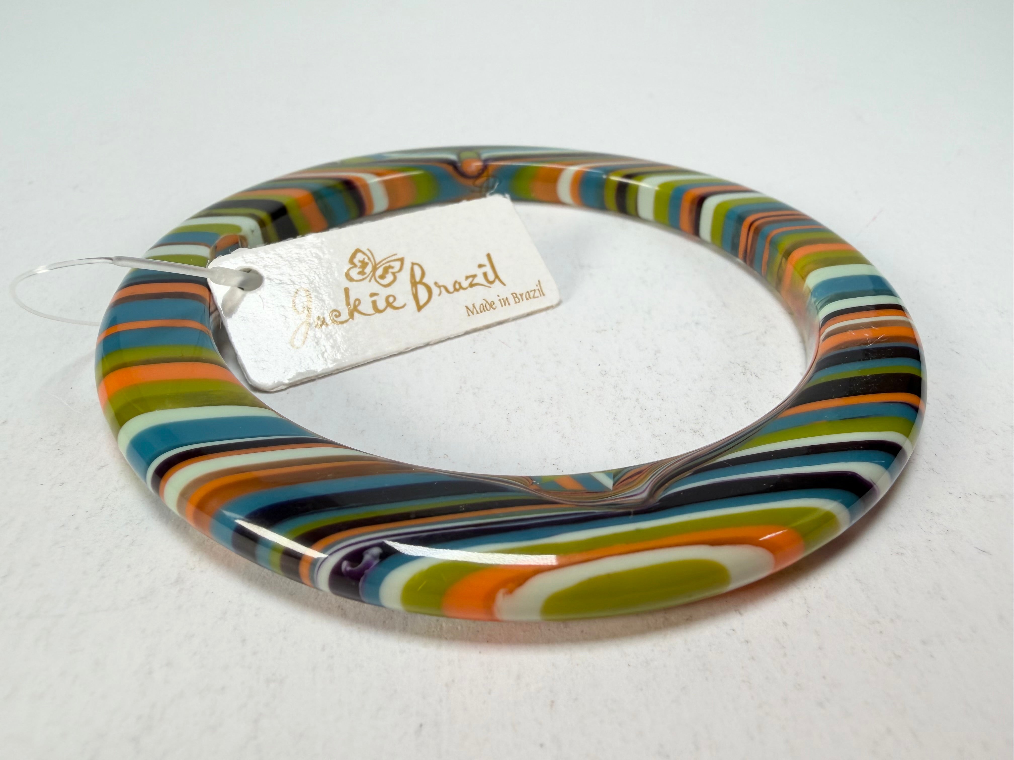 Jackie Brazil "Olympic Circles" Liquorice Allsorts Winter Colour 0.5cm Resin Bangle ( B2336 )