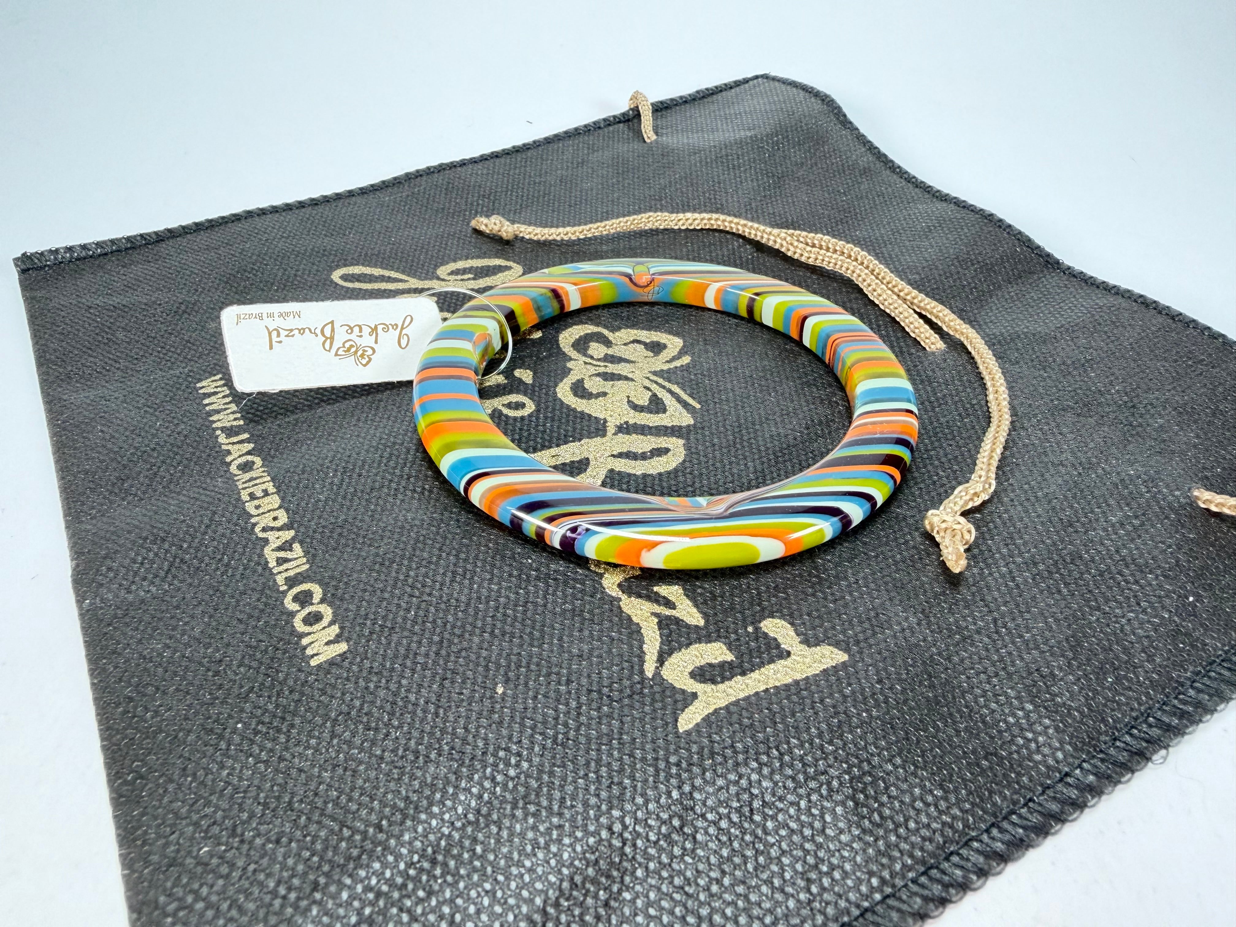 Jackie Brazil "Olympic Circles" Liquorice Allsorts Winter Colour 0.5cm Resin Bangle ( B2336 )