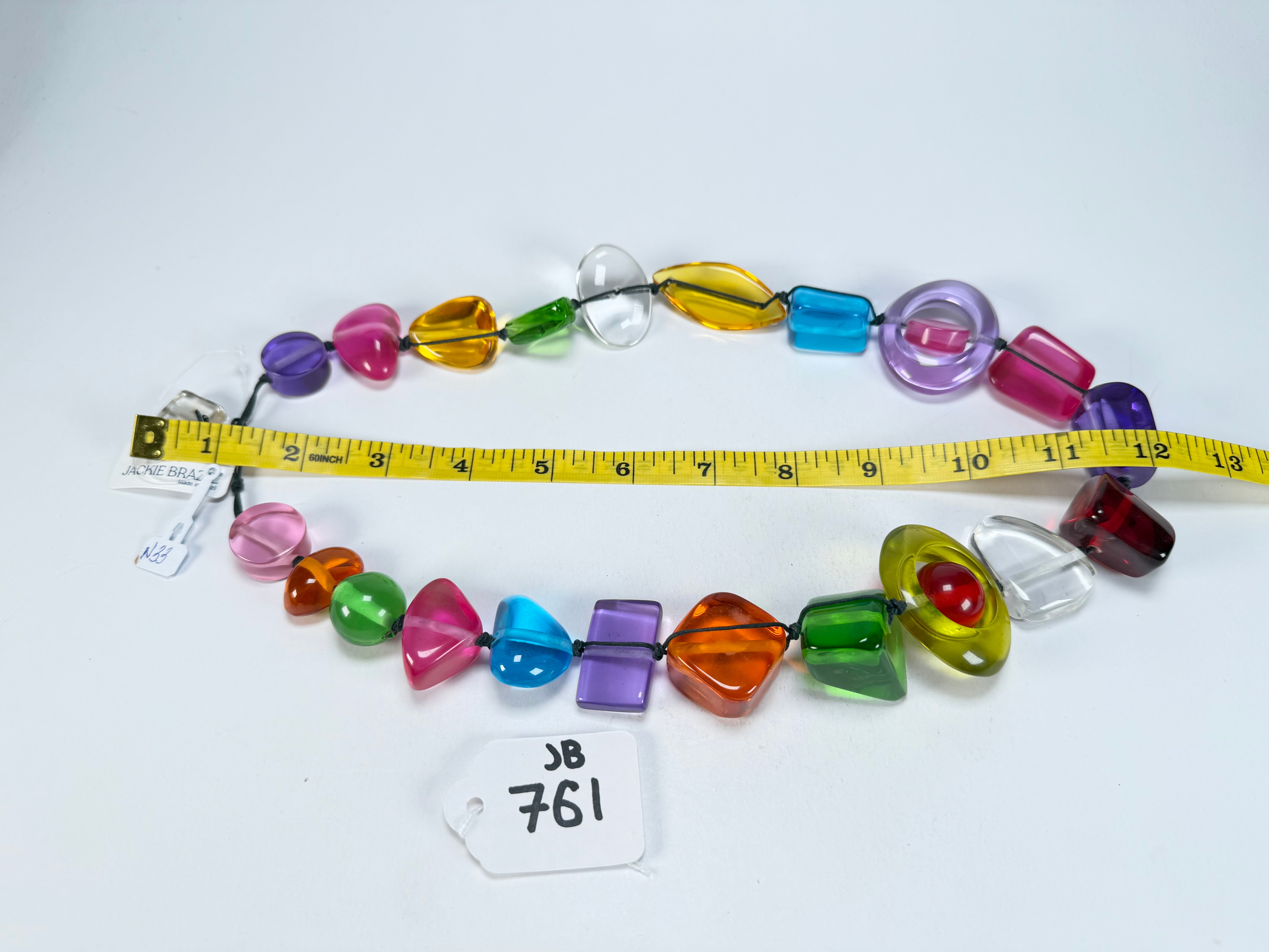 Jackie Brazil "Indiana" Transparent Carnaval Mix Multi-Bead Medium Resin 70cm Necklace ( N0033 )